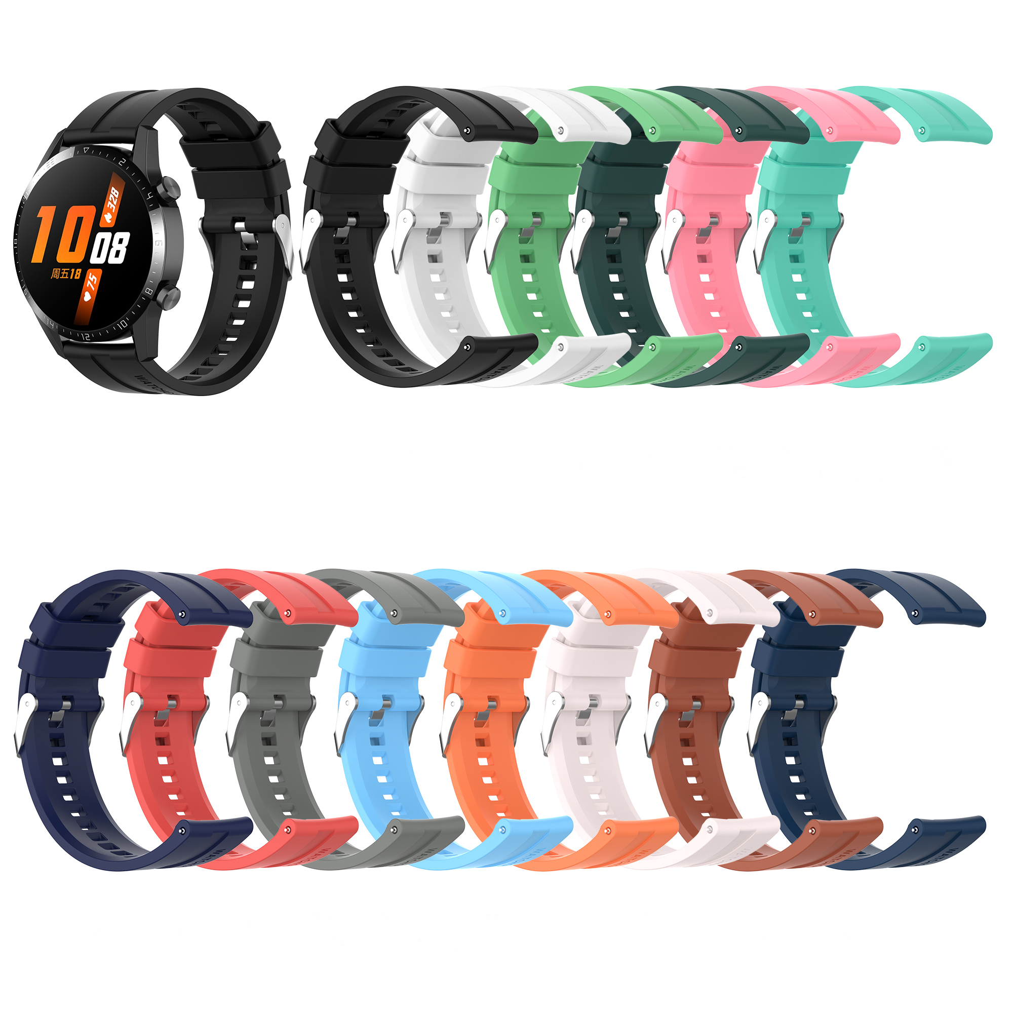 Bakeey-22mm-Multi-color-Silicone-Replacement-Strap-Smart-Watch-Band-For-Huawei-Watch-GT2-46MMGT2-Pro-1800244-1