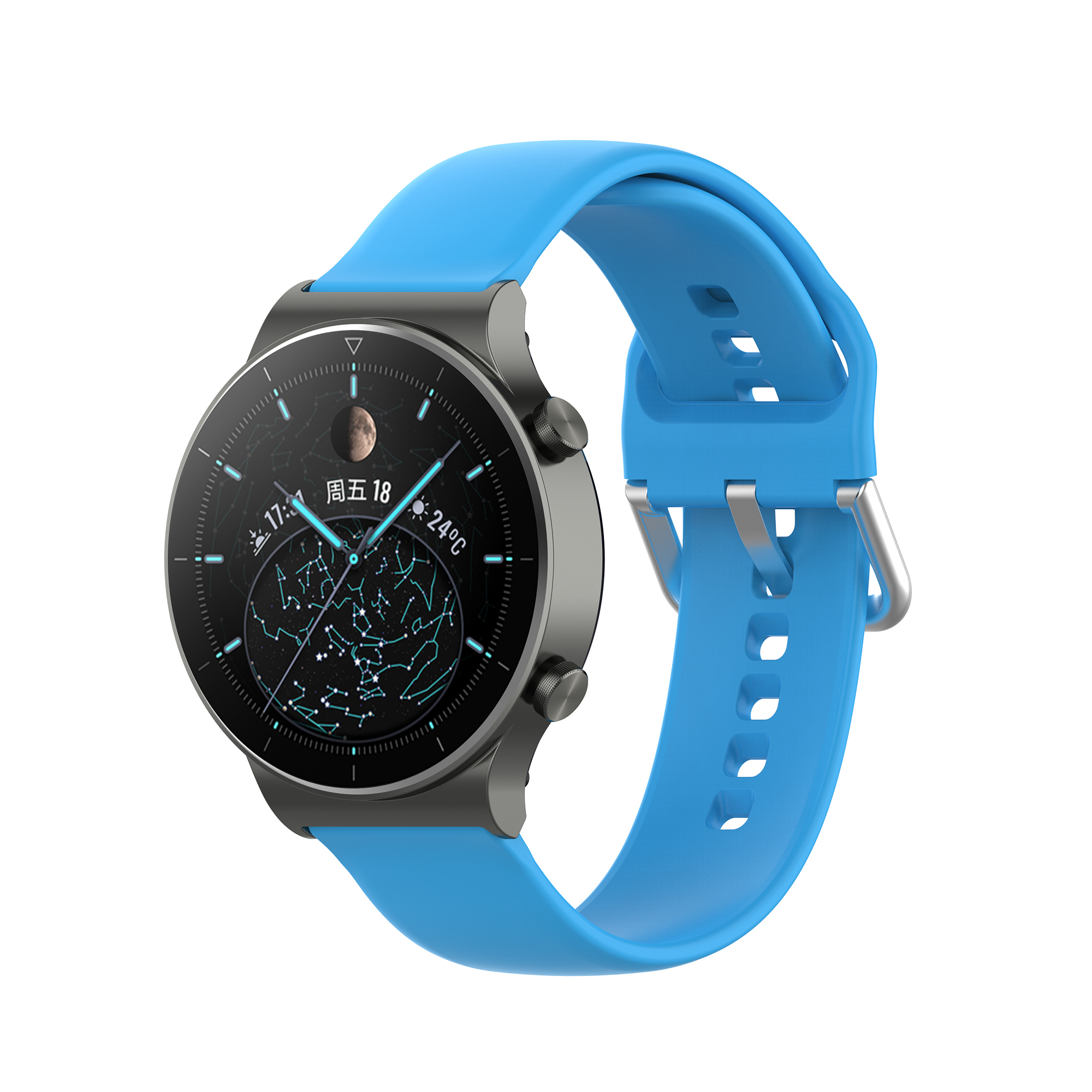 Bakeey-22mm-Multi-color-Silicone-Siver-Buckle-Replacement-Strap-Smart-Watch-Band-For-Huawei-Watch-GT-1768637-38