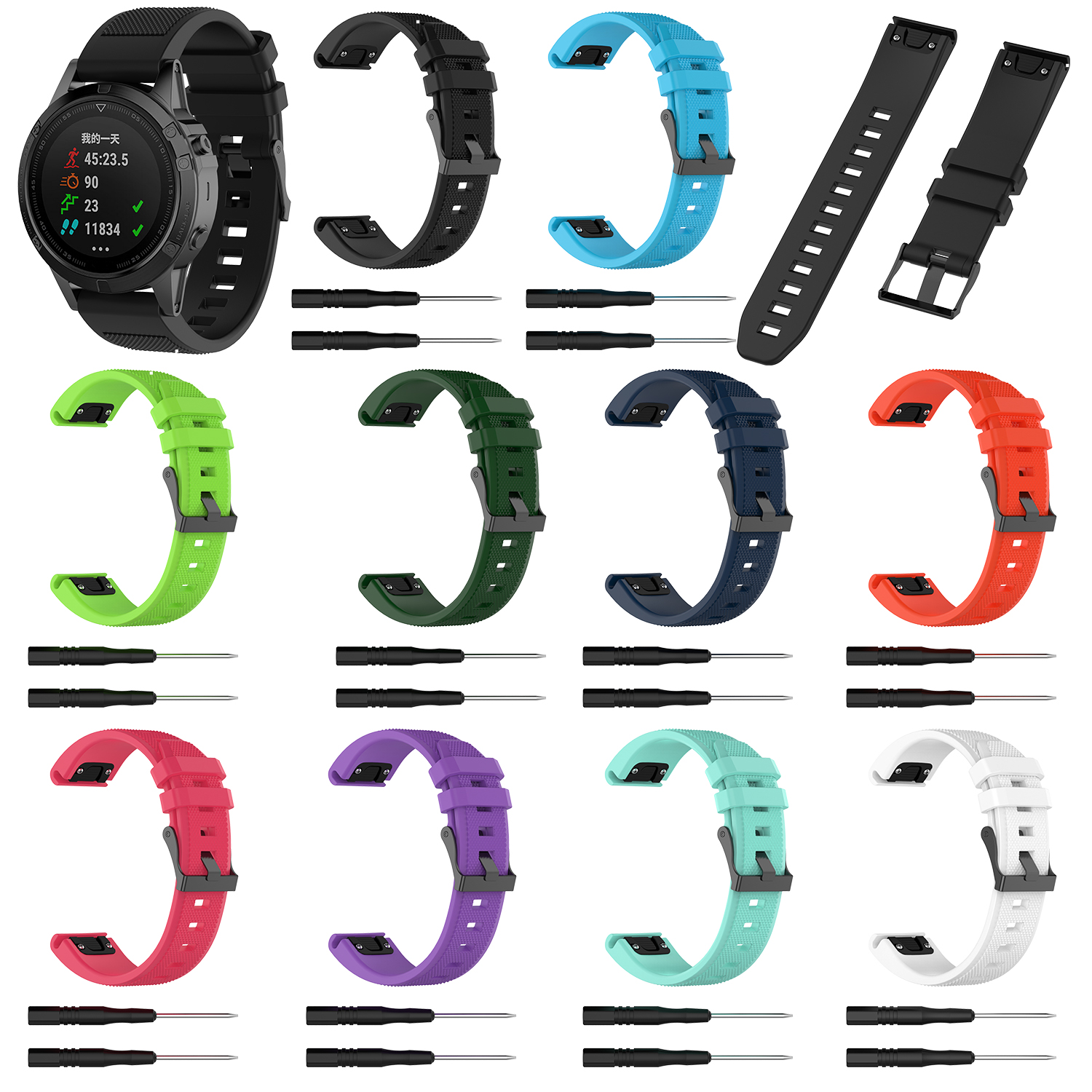 Bakeey-22mm-Quick-Release-Textured-Silicone-Replacement-Strap-Smart-Watch-Band-For-Garmin-Forerunner-1814098-1