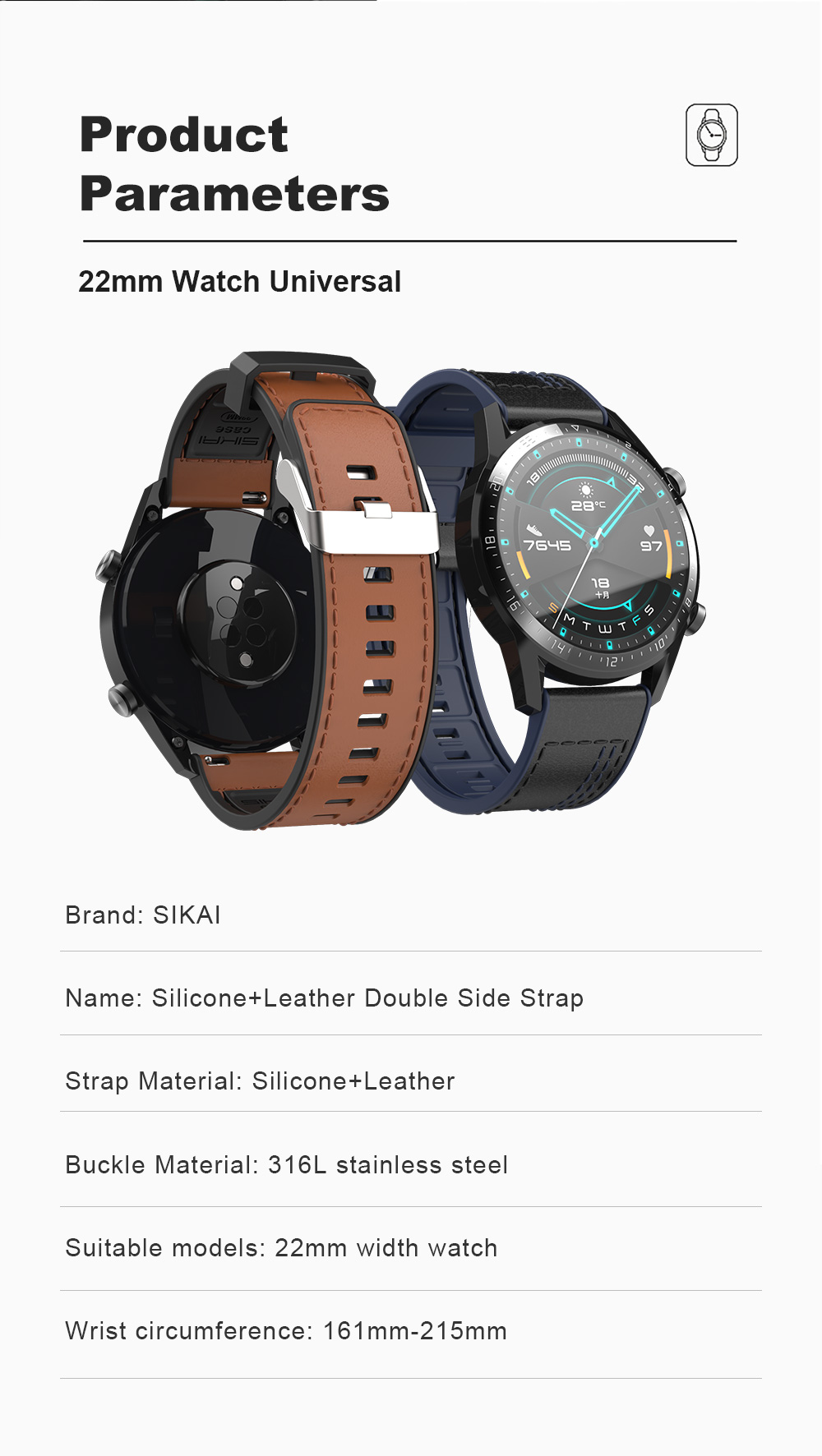 Bakeey-22mm-Silicone-Leather-Replacement-Strap-Smart-Watch-Band-For-Huawei-GT-2-46MMHonor-Magic-2-46-1731879-12