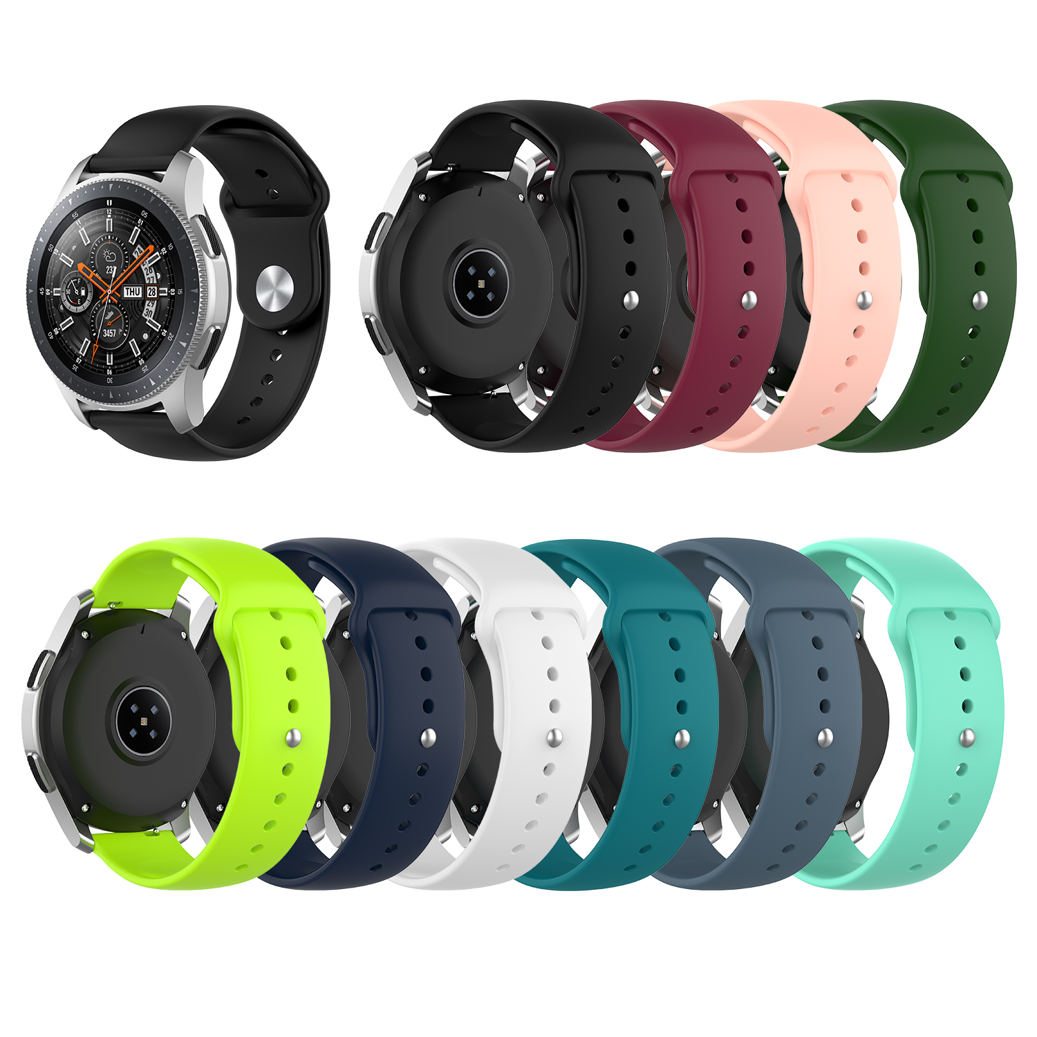 Bakeey-22mm-Solid-Color-SLR-Buckle-Silicone-Replacement-Strap-Smart-Watch-Band-For-Samsung-Galaxy-Wa-1814092-2