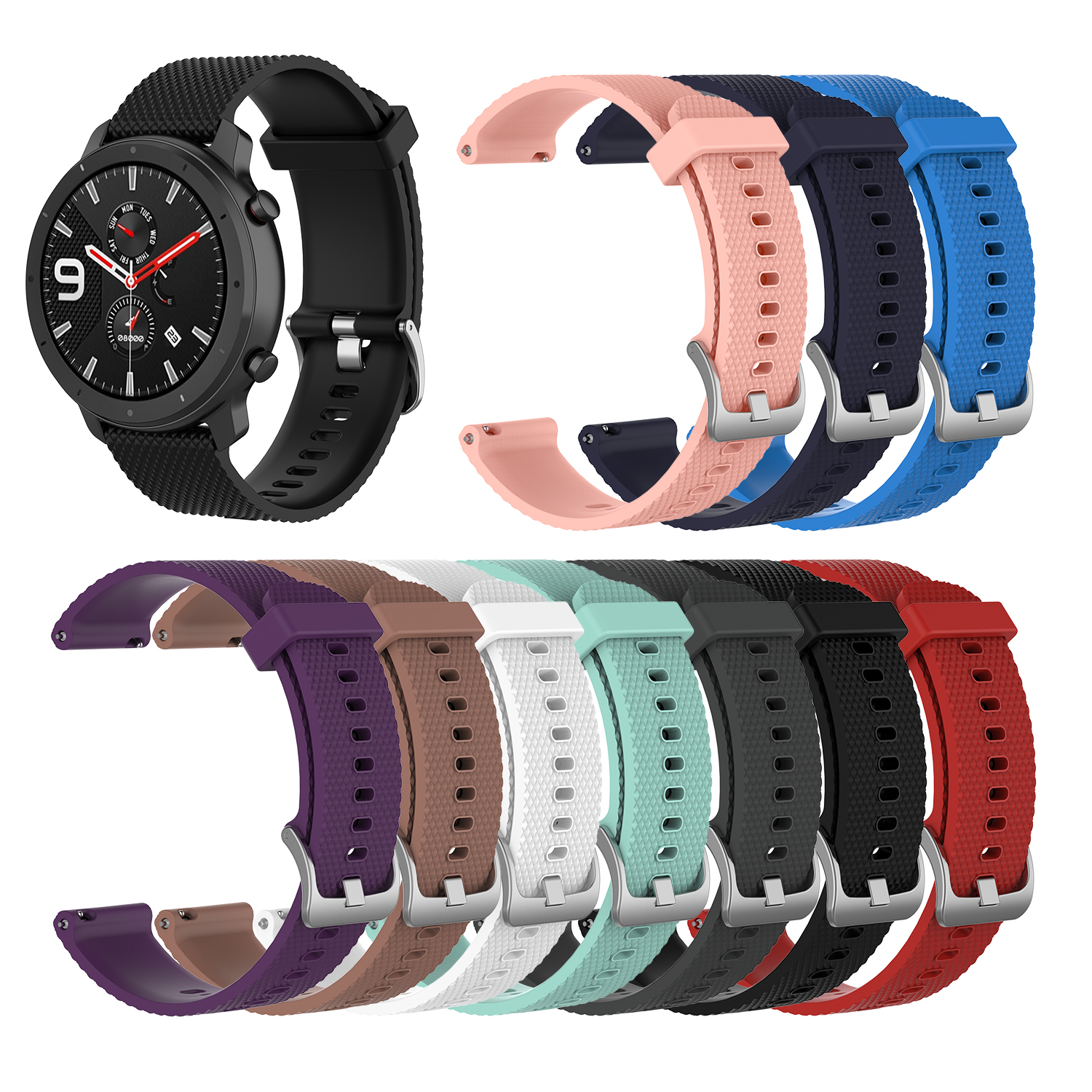 Bakeey-22mm-Texture-Silicone-Replacement-Strap-Smart-Watch-Band-For-Amazfit-GTR-47MM-1814088-1