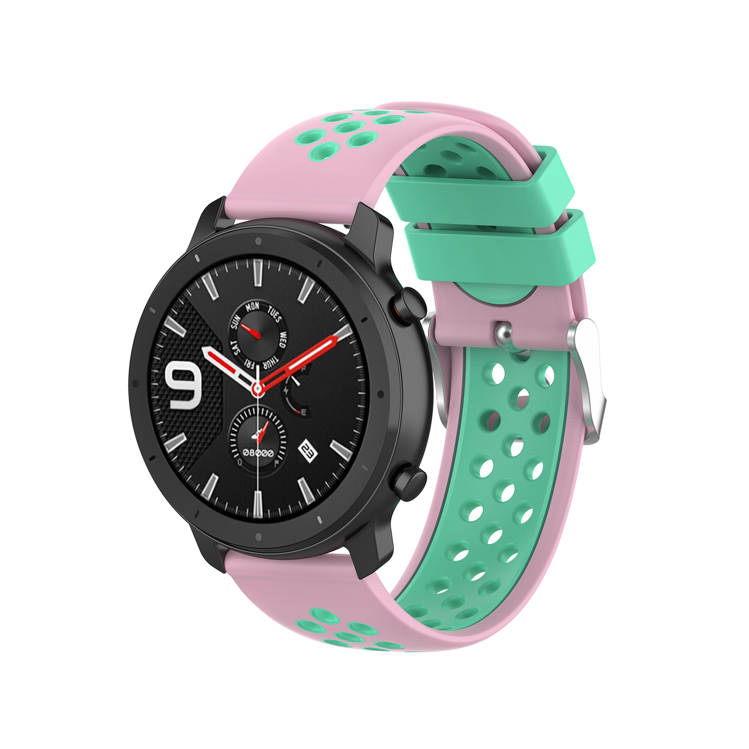 Bakeey-22mm-Two-color-Buckle-Strap-Stoma-Silicone-Replacement-Strap-For-Amazfit-GTR-47MM-1814094-6