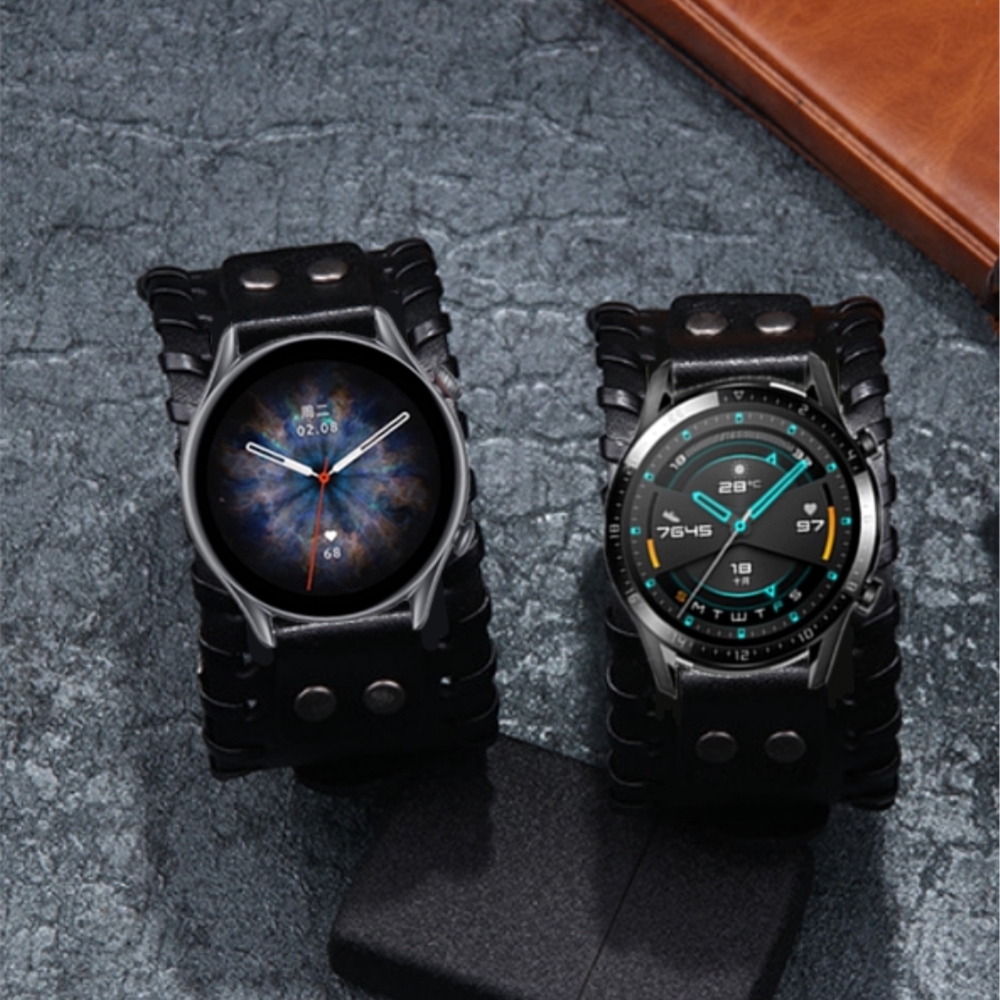 Bakeey-22mm-Universal-Retro-Punk-Leather-Watch-Band-Strap-Replacement-for-Amazfit-GTR-2--3--Huawei-W-1930052-5