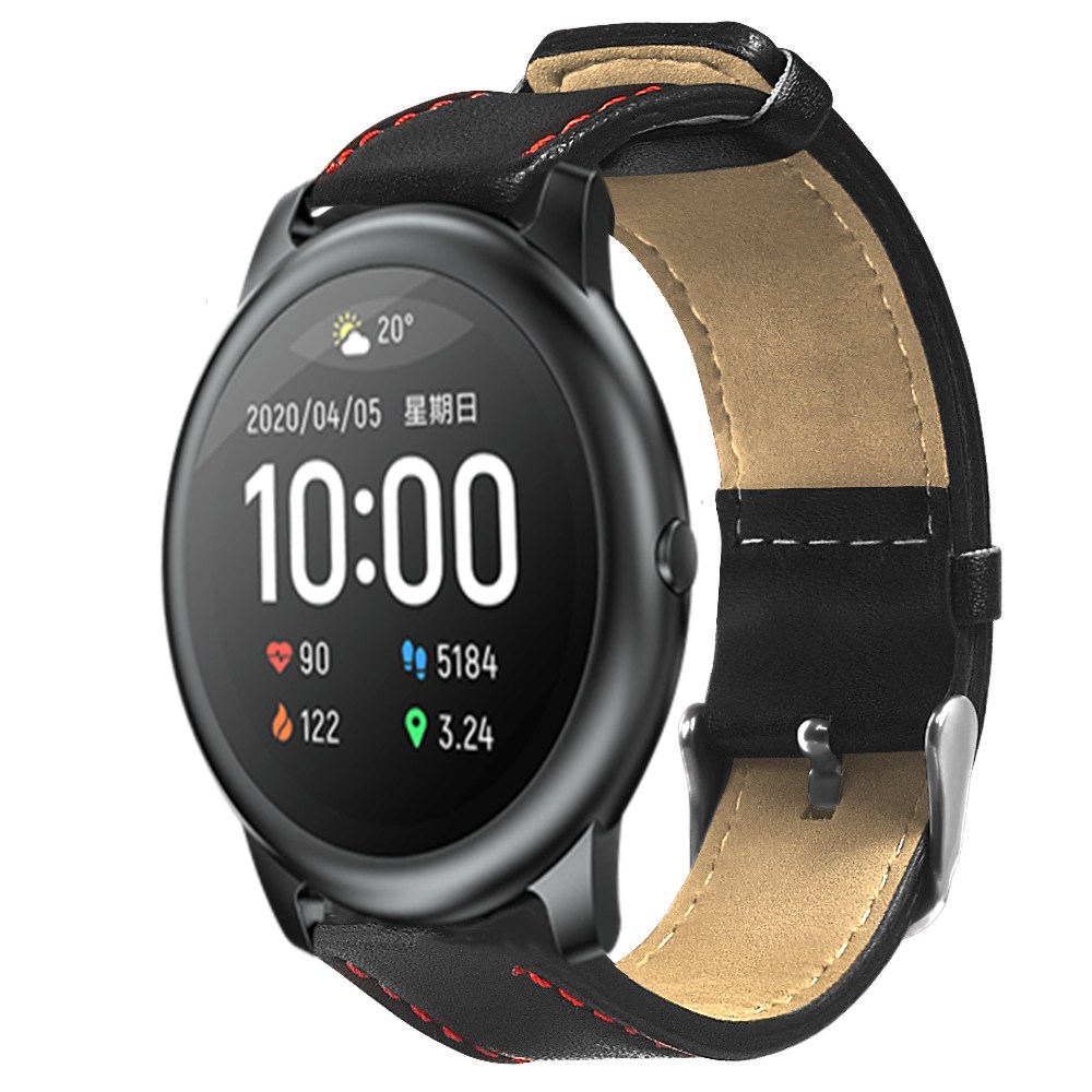 Bakeey-22mm-Universal-Watch-Band-Red-Line-Leather-Watch-Strap-for-Haylou-Solar-Huawei-Watch-GT-Xiaom-1704688-3