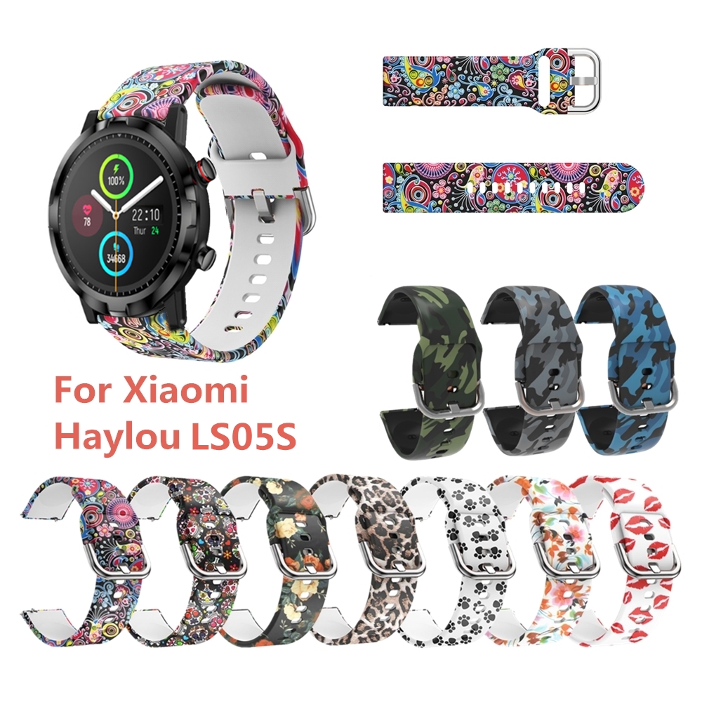 Bakeey-22mm-Width-Colorful-Painting-Comfortable-Silicone-Watch-Band-Strap-Replacement-for-Haylou-LS0-1840336-1