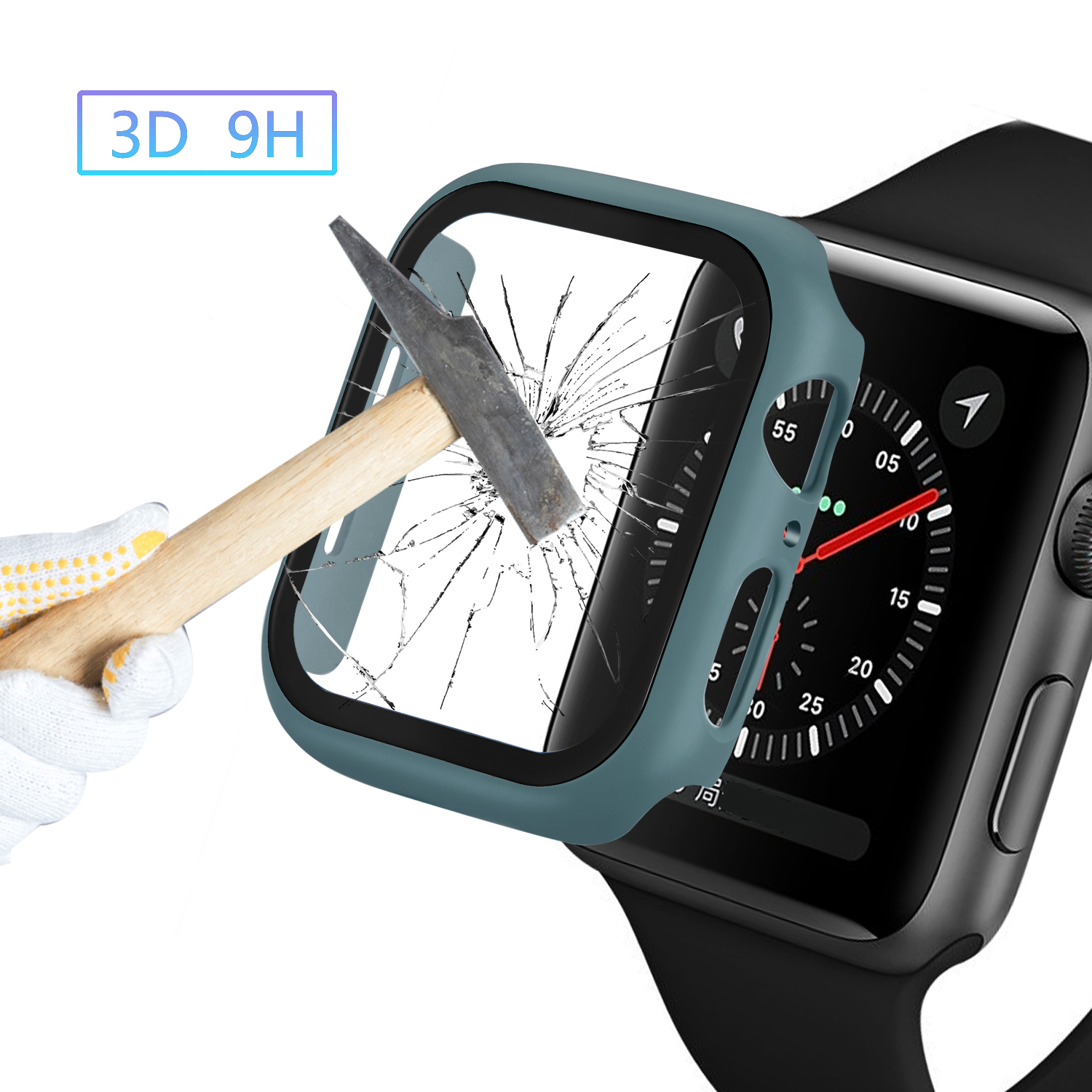 Bakeey-38404244mm-Shockproof-Anti-Scratch-PC--HD-Clear-Tempered-Glass-Full-Cover-Watch-Case-Cover-fo-1898203-2