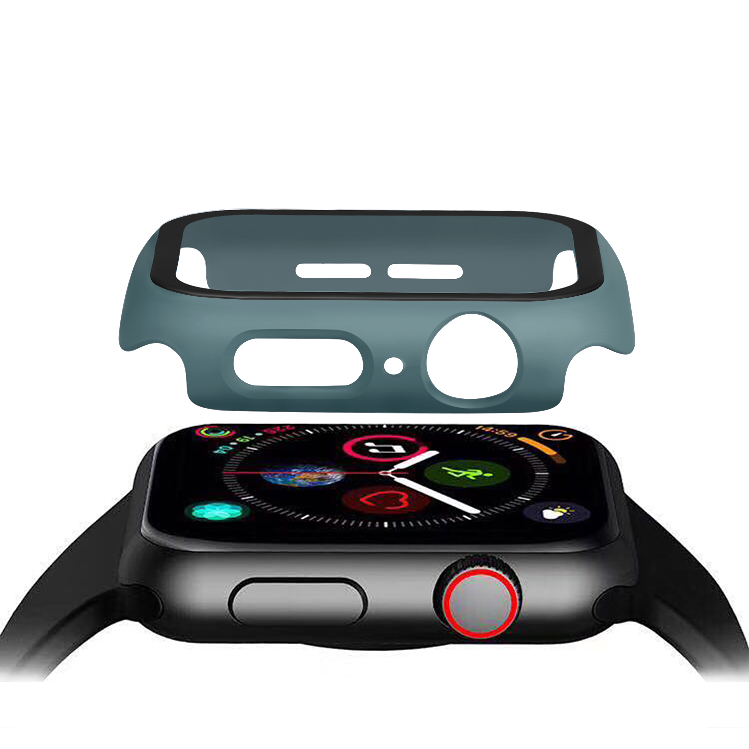 Bakeey-38404244mm-Shockproof-Anti-Scratch-PC--HD-Clear-Tempered-Glass-Full-Cover-Watch-Case-Cover-fo-1898203-5