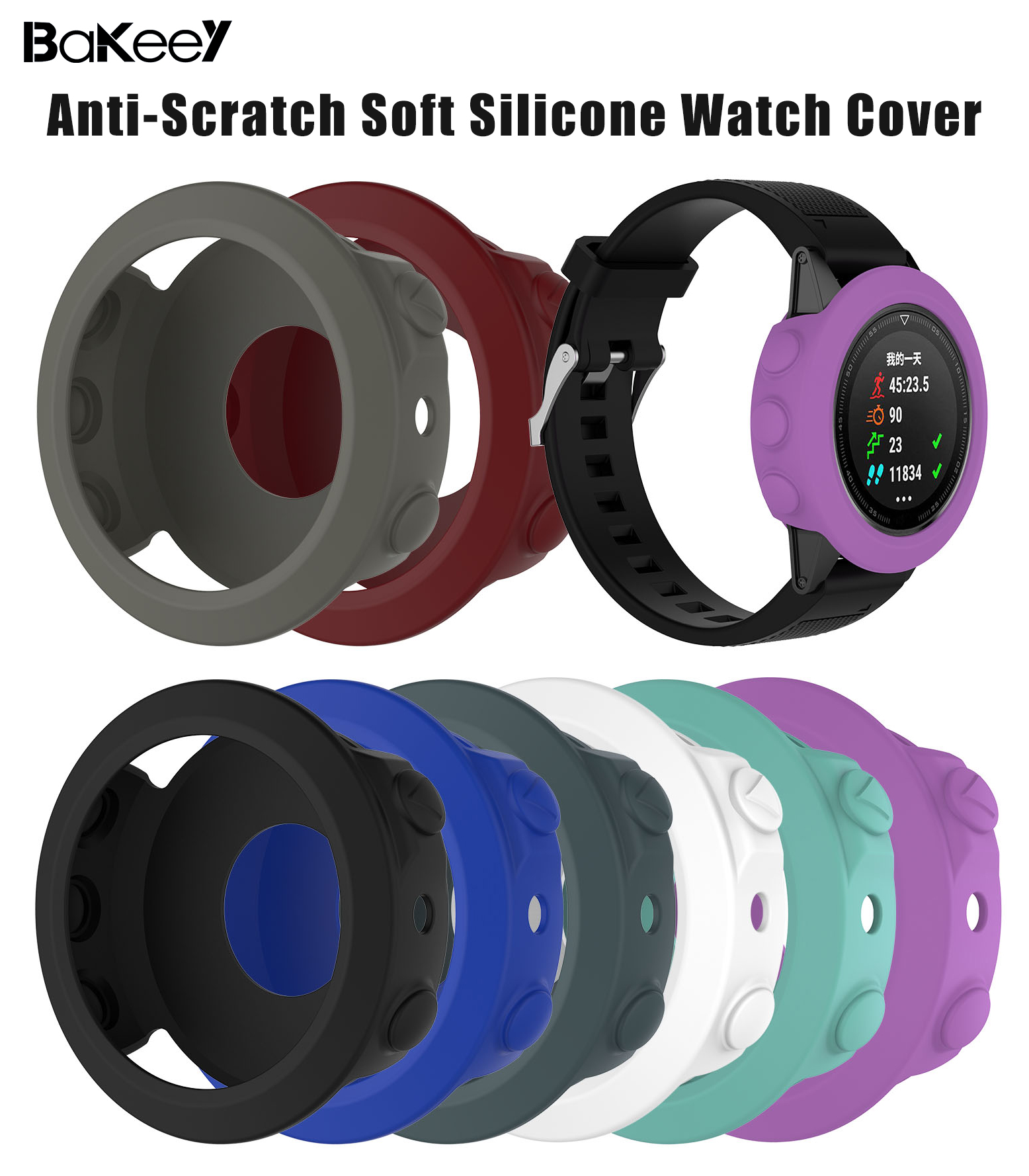 Bakeey-Anti-Scratch-Shockproof-Soft-Silicone-Watch-Case-Cover-for-Garmin-Fenix-5S--Fenix-5--Fenix-5X-1747372-1