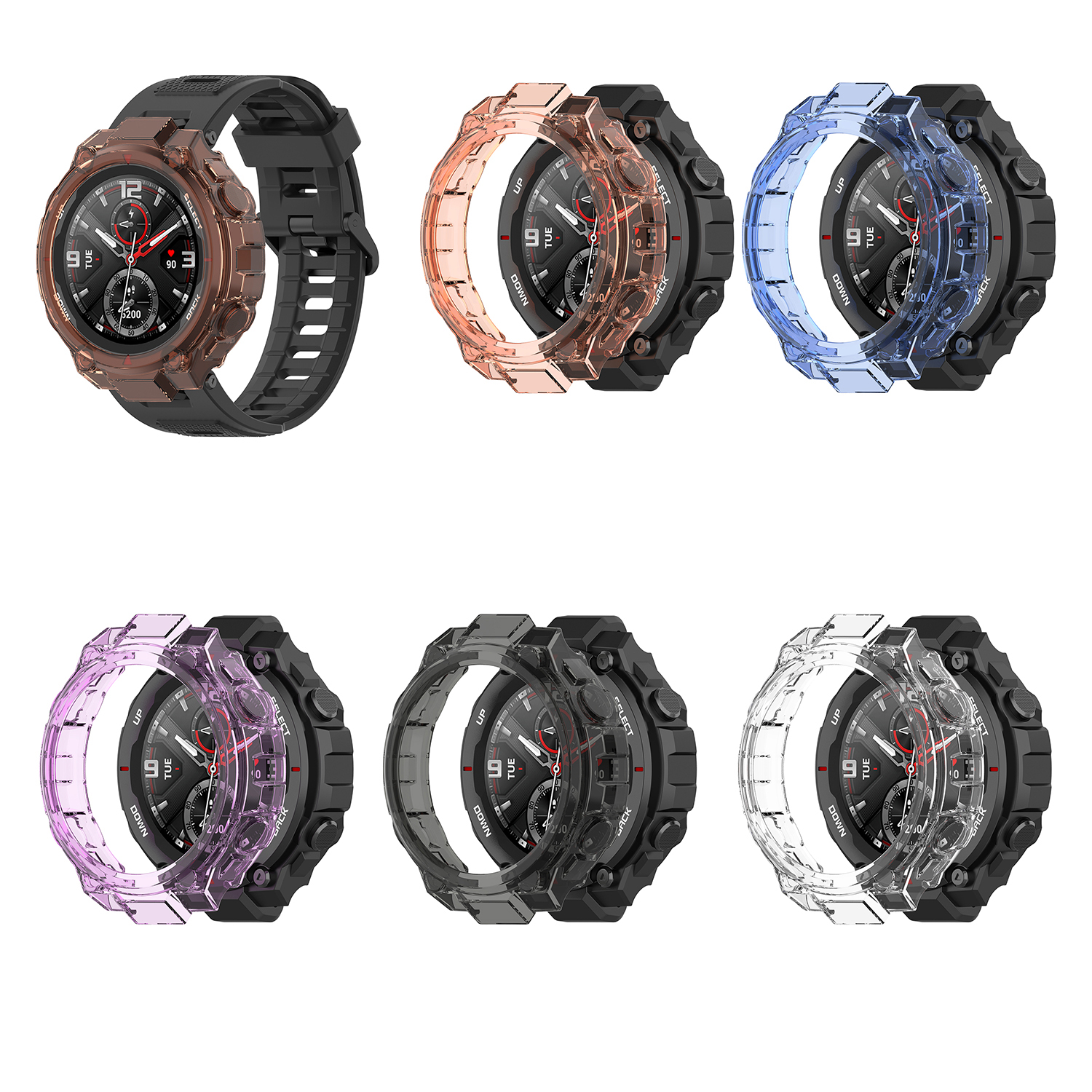 Bakeey-Anti-Scratch-Shockproof-Transparent-Soft-TPU-Watch-Case-Cover-for-Huami-Amazfit-T-Rex-1863770-2