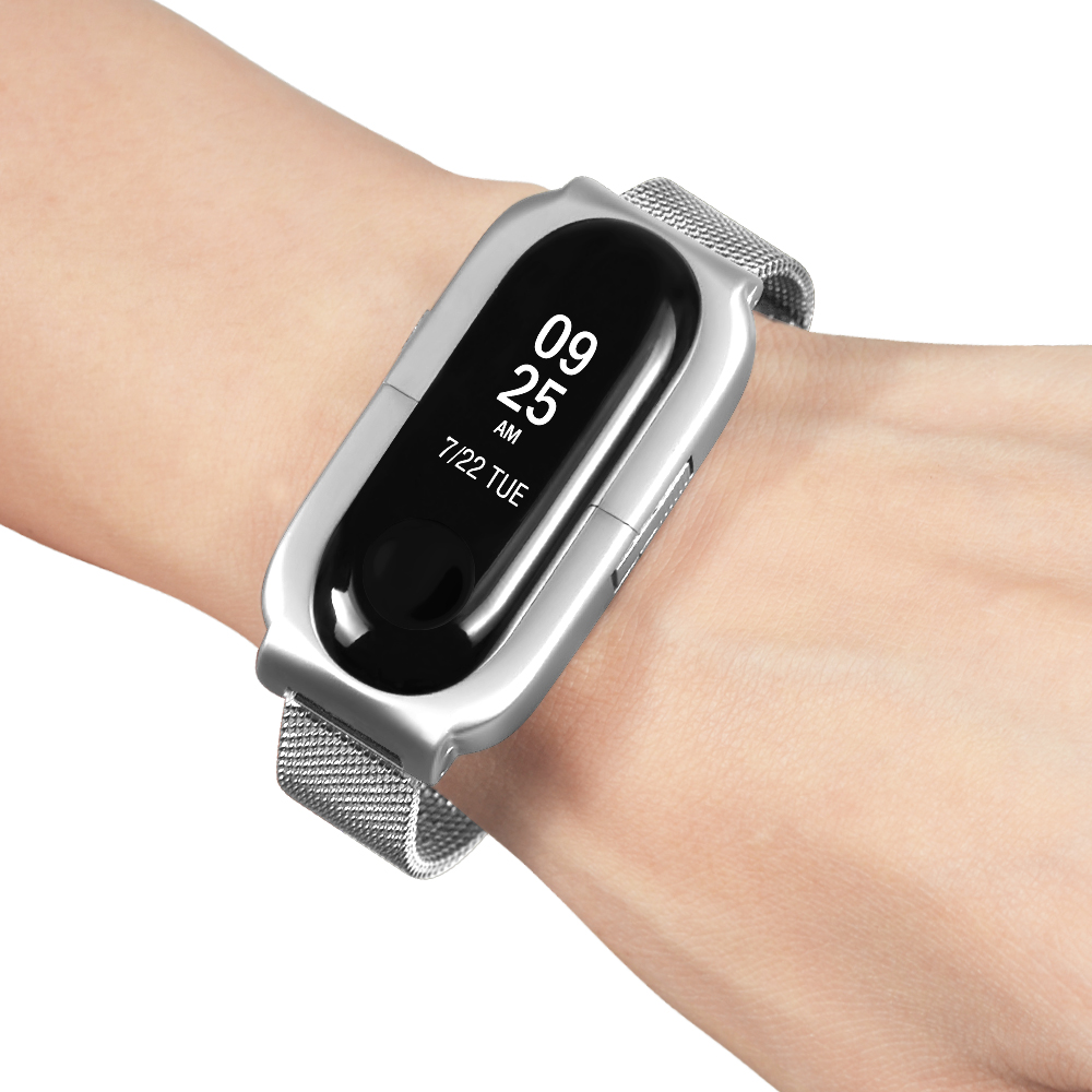 Bakeey-Anti-lost-Design-Mesh-Stainless-Steel-Watch-Band-for-Xiaomi-Miband-3-Non-original-1372424-10