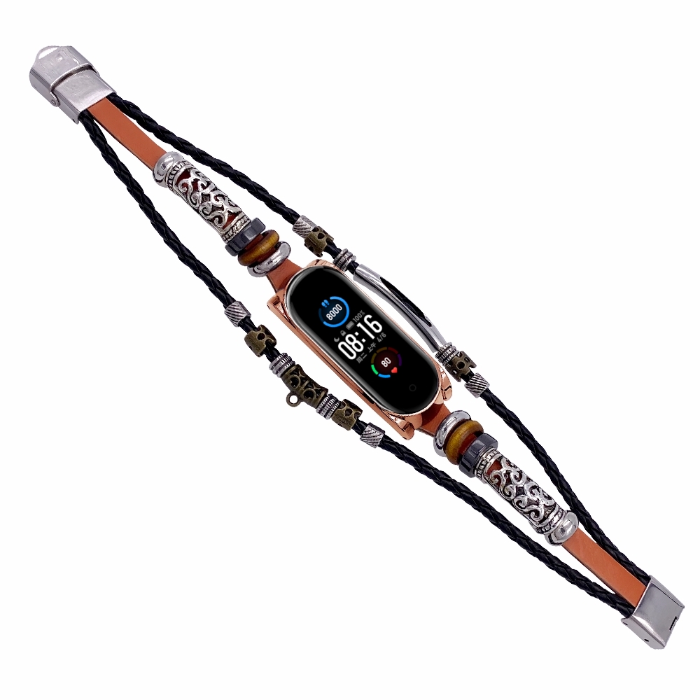 Bakeey-Buckle-Metal-Shell-Ethnic-Style-Beaded-Retro-Replacement-Strap-Upgrade-Version-Smart-Watch-Ba-1716554-13