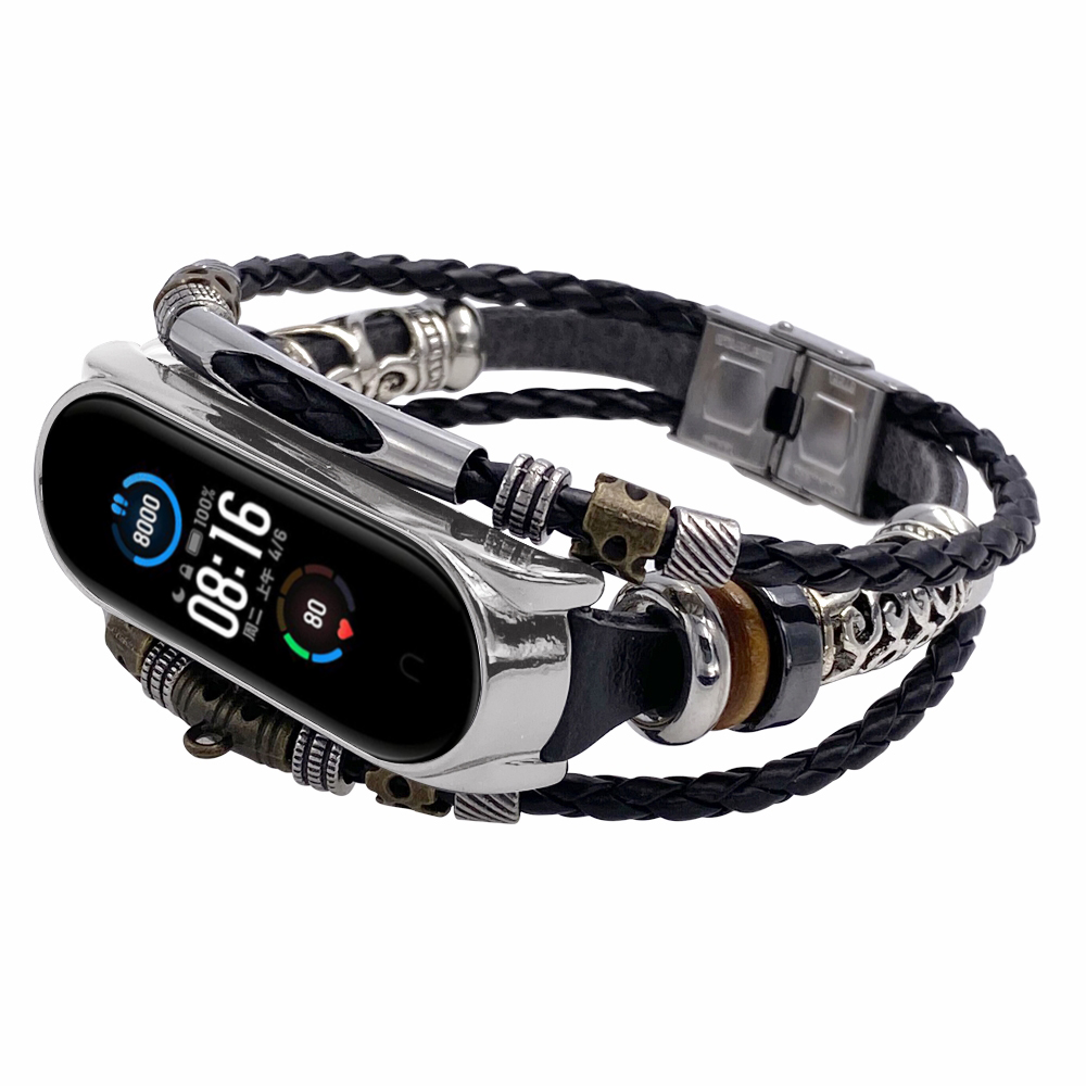 Bakeey-Buckle-Metal-Shell-Ethnic-Style-Beaded-Retro-Replacement-Strap-Upgrade-Version-Smart-Watch-Ba-1716554-3