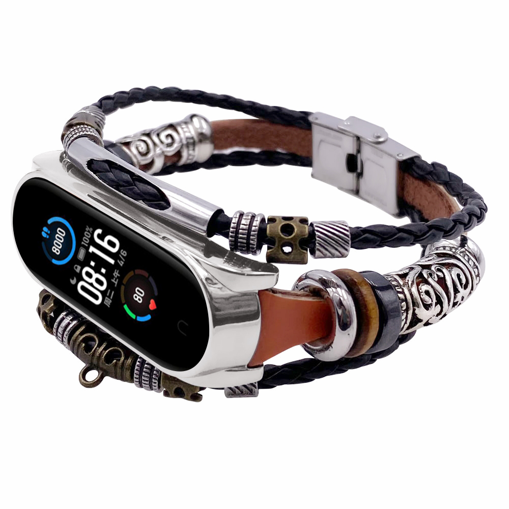 Bakeey-Buckle-Metal-Shell-Ethnic-Style-Beaded-Retro-Replacement-Strap-Upgrade-Version-Smart-Watch-Ba-1716554-6