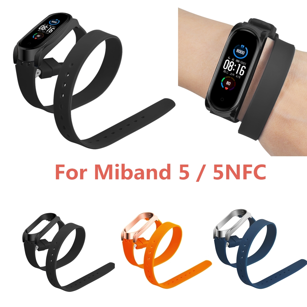 Bakeey-Buckle-Metal-Shell-Long-Silicone-Replacement-Strap-Smart-Watch-Band-For-Xiaomi-Mi-Band-5-Non--1716603-1