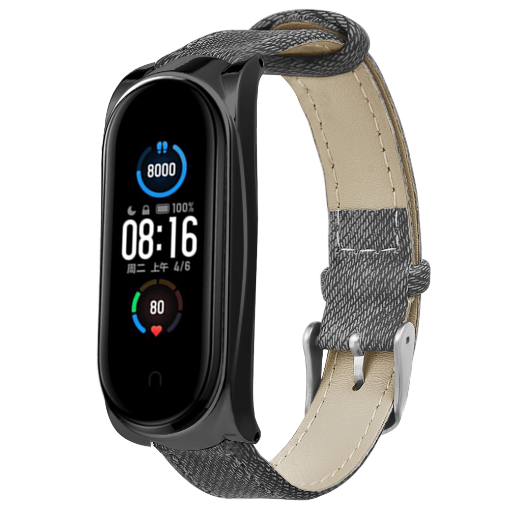 Bakeey-Buckle-Style-Denim-Pattern-Retro-Replacement-Leather-Strap-Smart-Watch-Band-For-Xiaomi-Mi-Ban-1719237-2
