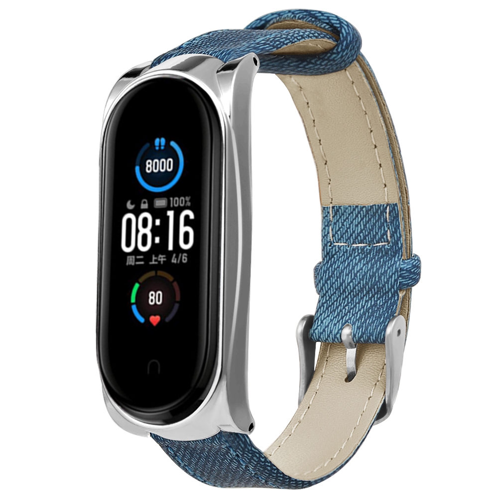 Bakeey-Buckle-Style-Denim-Pattern-Retro-Replacement-Leather-Strap-Smart-Watch-Band-For-Xiaomi-Mi-Ban-1719237-6