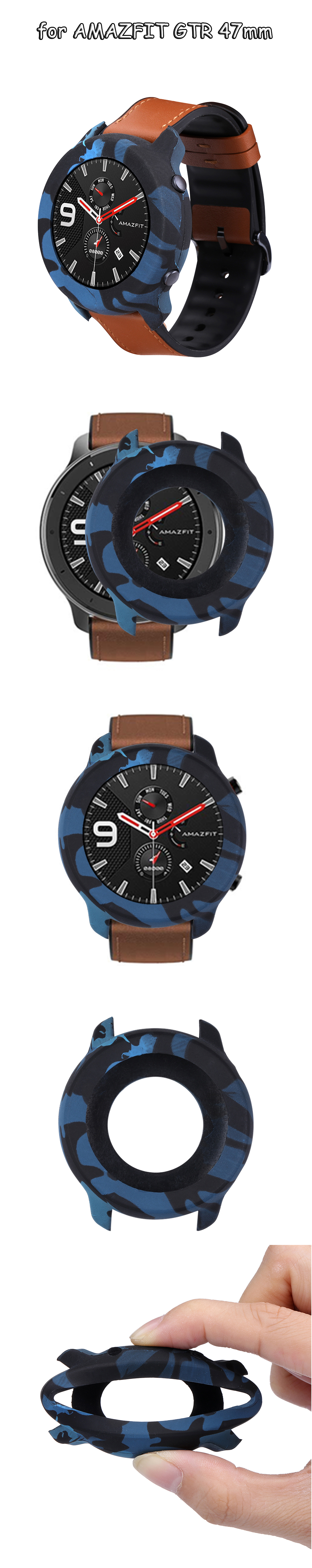 Bakeey-Camouflage-Soft-Silicone-Watch-Case-Cover-Watch-Cover-Screen-Protector-for-AMAZFIT-GTR-47mm-1614263-1
