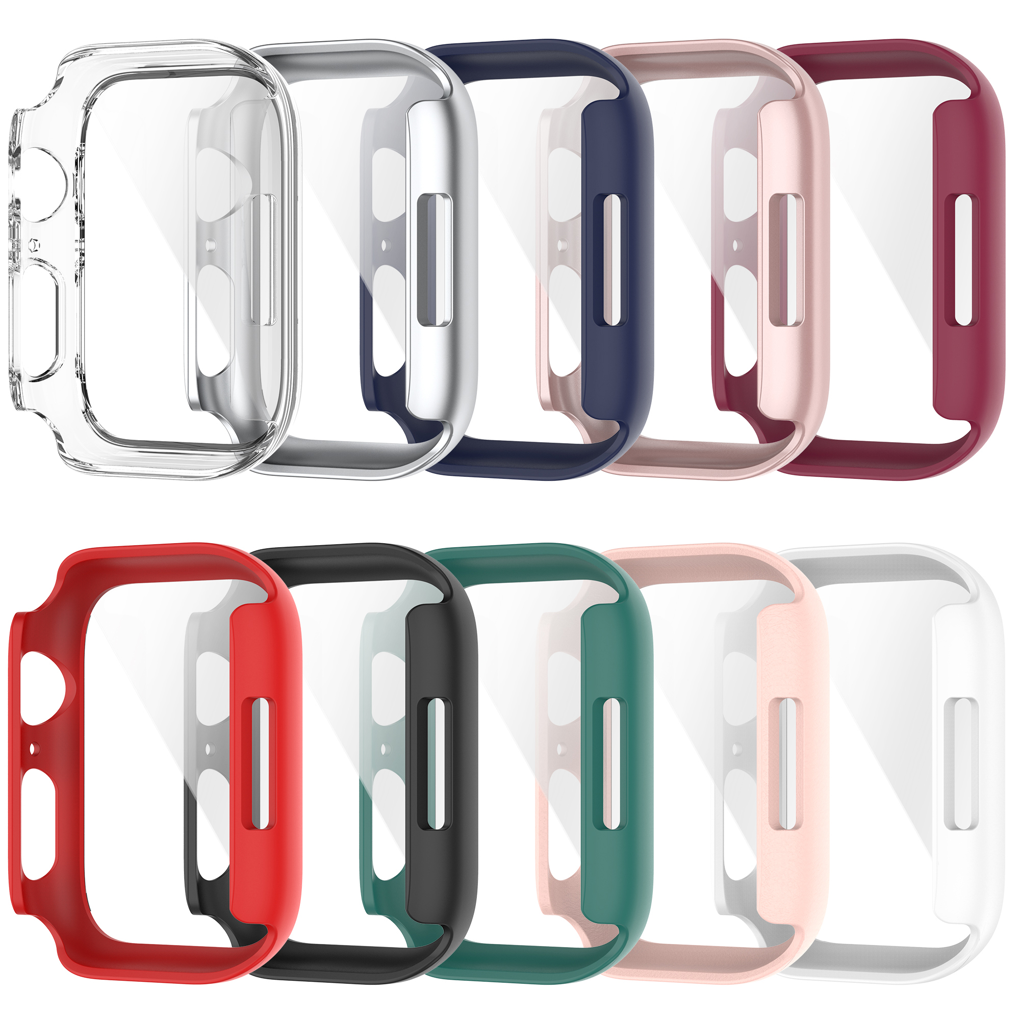 Bakeey-Colorful-Shockproof-Anti-Scratch-PC--HD-Clear-Tempered-Glass-Full-Cover-Watch-Case-Cover-for--1912338-1