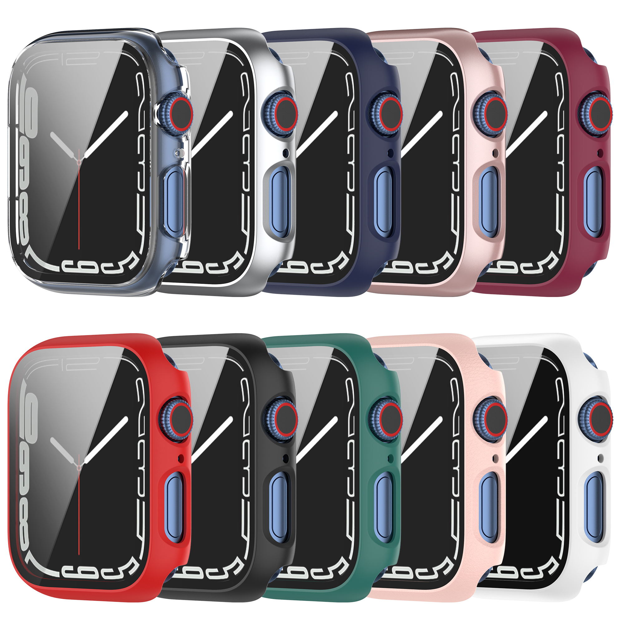Bakeey-Colorful-Shockproof-Anti-Scratch-PC--HD-Clear-Tempered-Glass-Full-Cover-Watch-Case-Cover-for--1912338-2