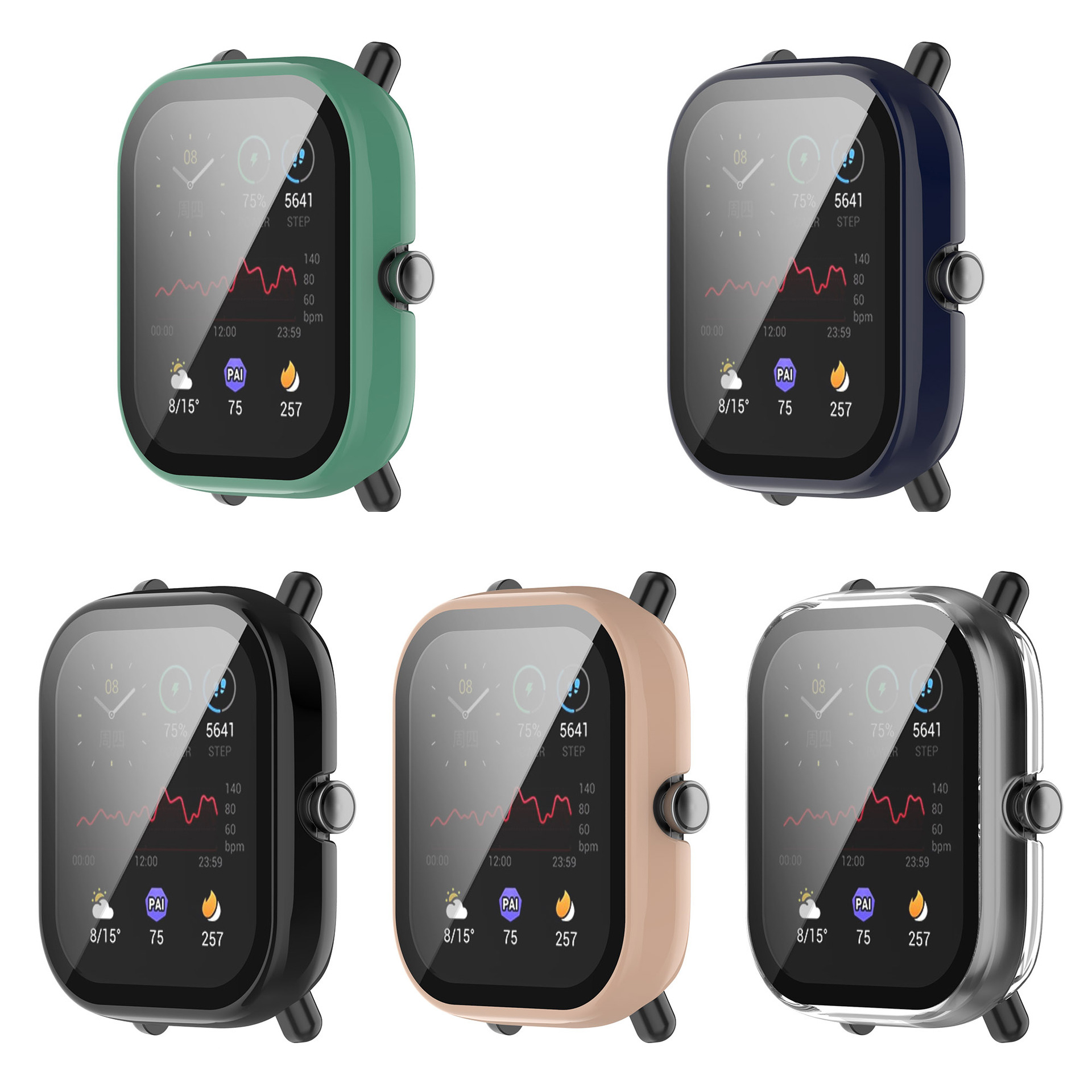 Bakeey-Colorful-Shockproof-Anti-Scratch-PC--HD-Clear-Tempered-Glass-Full-Cover-Watch-Case-Cover-for--1917590-1