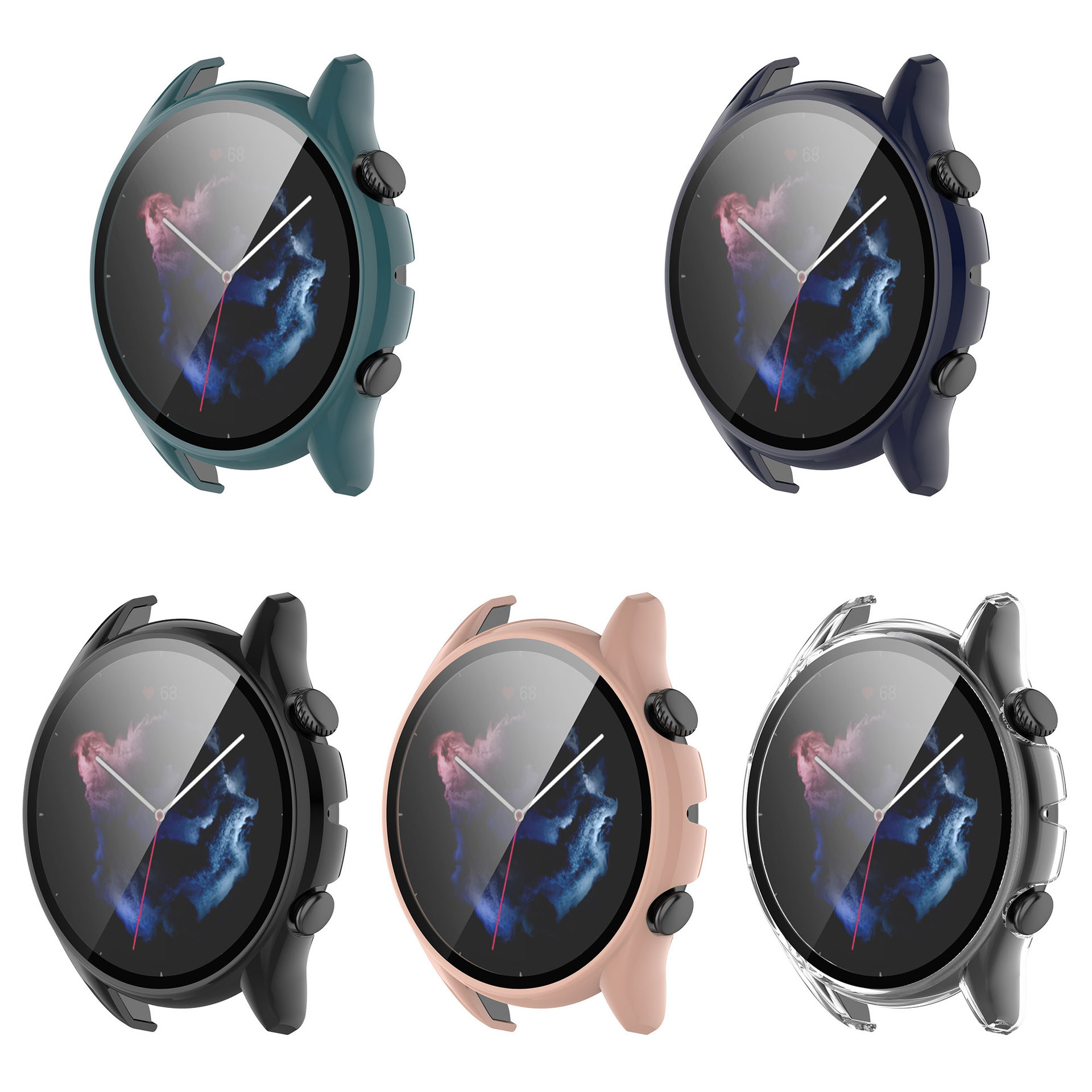 Bakeey-Colorful-Shockproof-Anti-Scratch-PC--HD-Clear-Tempered-Glass-Full-Cover-Watch-Case-Cover-for--1918220-1