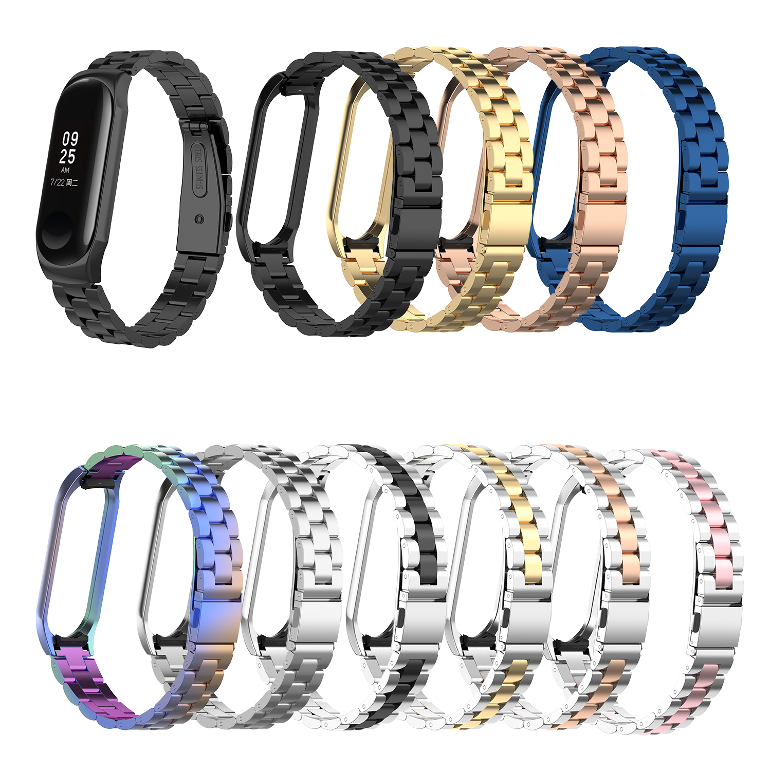 Bakeey-Colorful-Stainless-Steel-Watch-Band-Replacement-Watch-Strap-for-Xiaomi-mi-band-34-Non-origina-1489829-1
