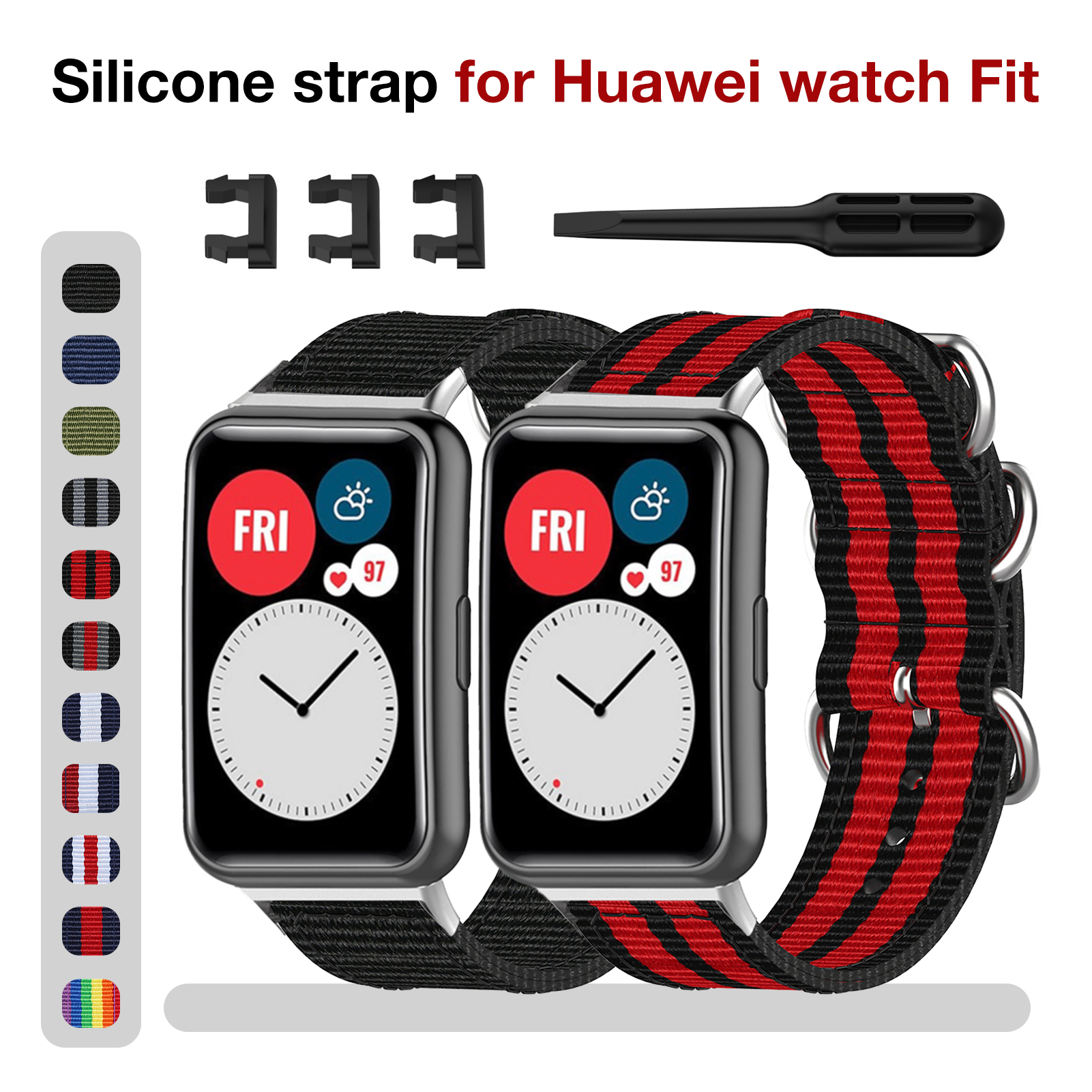 Bakeey-Colorful-Sweatproof-Canvas-Nylon-Watch-Band-Strap-Replacement-for-lrmHuawei-Watch-Fit-1817378-2