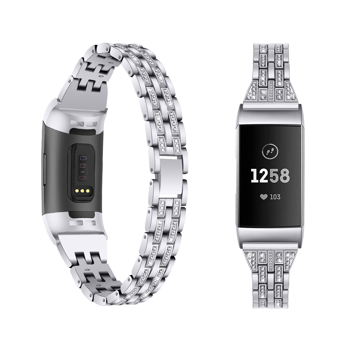 Bakeey-Crystal-Stainless-Steel-Replacement-Watch-Band-Strap-for-Fitbit-Charge-3-Smart-Watch-1477172-3