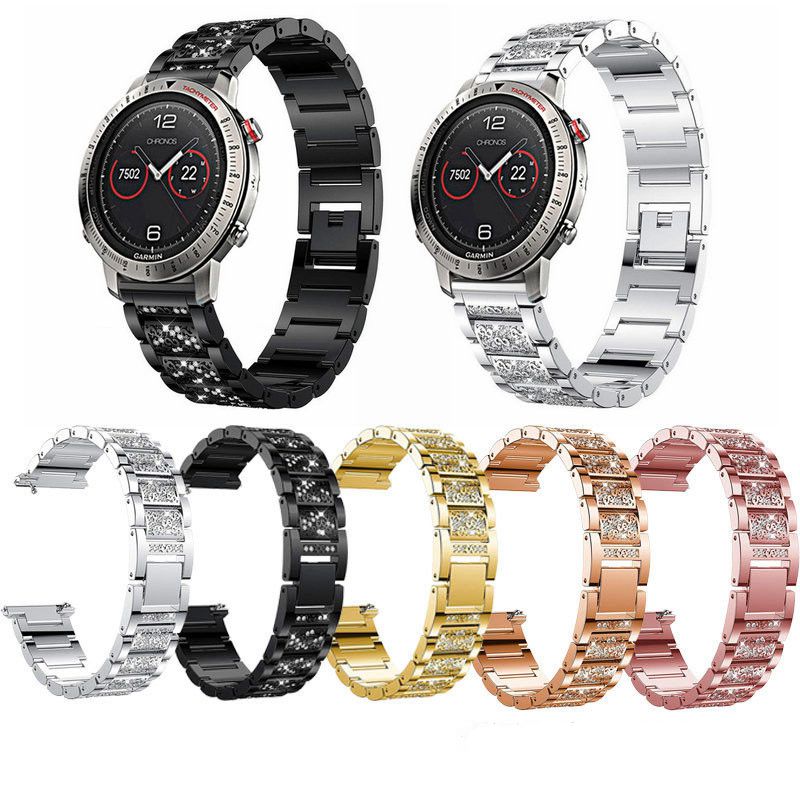 Bakeey-Diamond-Watch-Strap-Fashionable-Three-beads-Watch-Band-for-Garmin-Fenix-Chronos-1459628-1