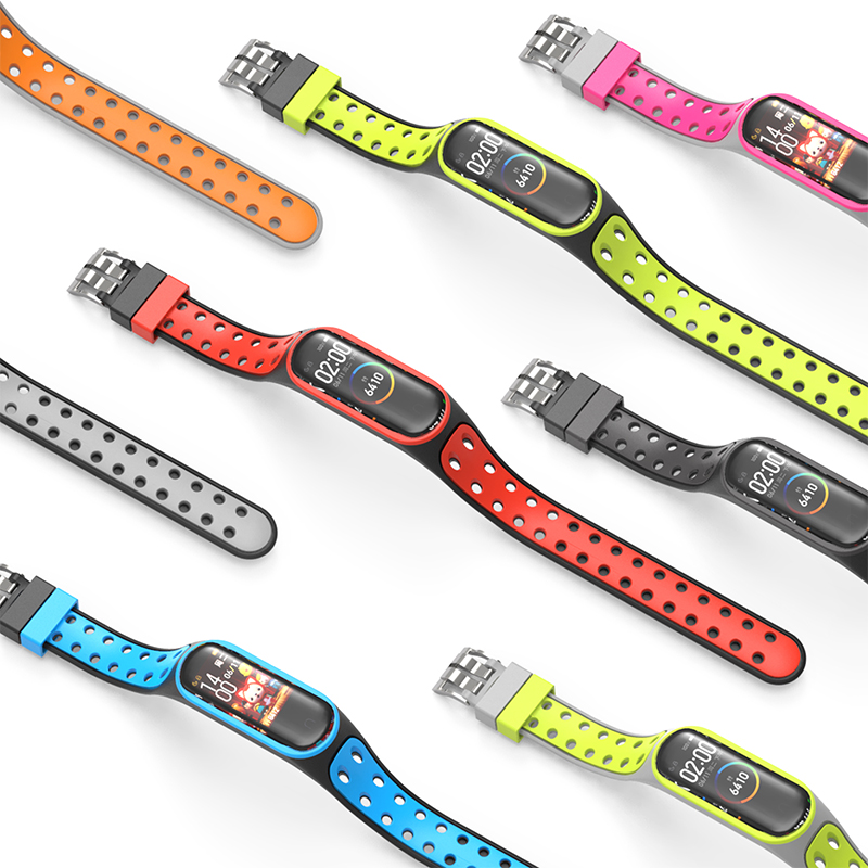 Bakeey-Dual-Color-Silicone-Watch-Band-Watch-Strap-Replacement-for-Xiaomi-Miband-5-Non-original-1712528-1