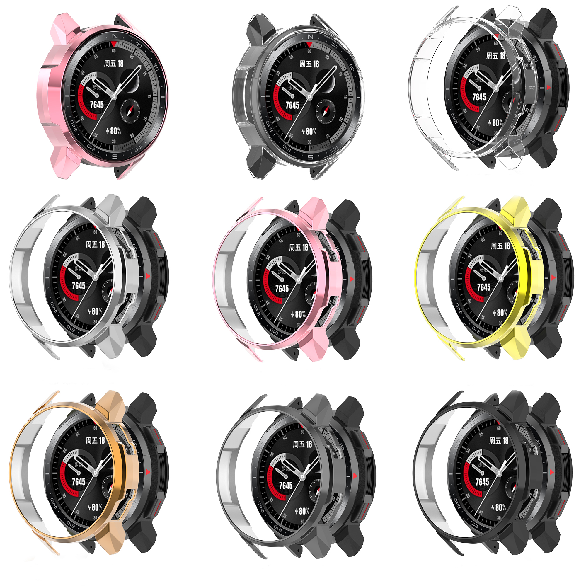 Bakeey-Electroplating-PC-Material-Half-pack-Watch-Case-Cover-Watch-Protector-For-Huawei-Honor-GS-Pro-1769326-2