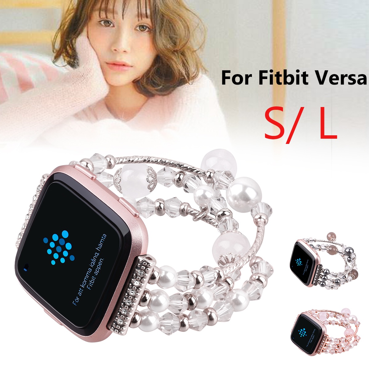 Bakeey-Fashion-Large-and-Small-Size-Sports-Beaded-Smart-Bracelet-Watch-Band-For-Fitbit-Versa-1342776-1
