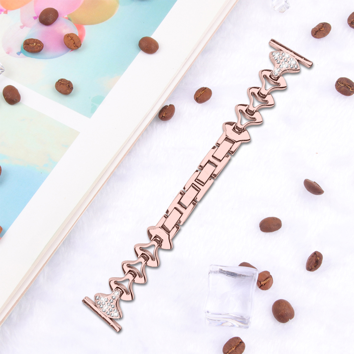 Bakeey-Fashionable-Replacement-Stainless-Steel-Crystal-Chain-Watch-Band-for-Fitbit-Smart-Watch-1533233-6