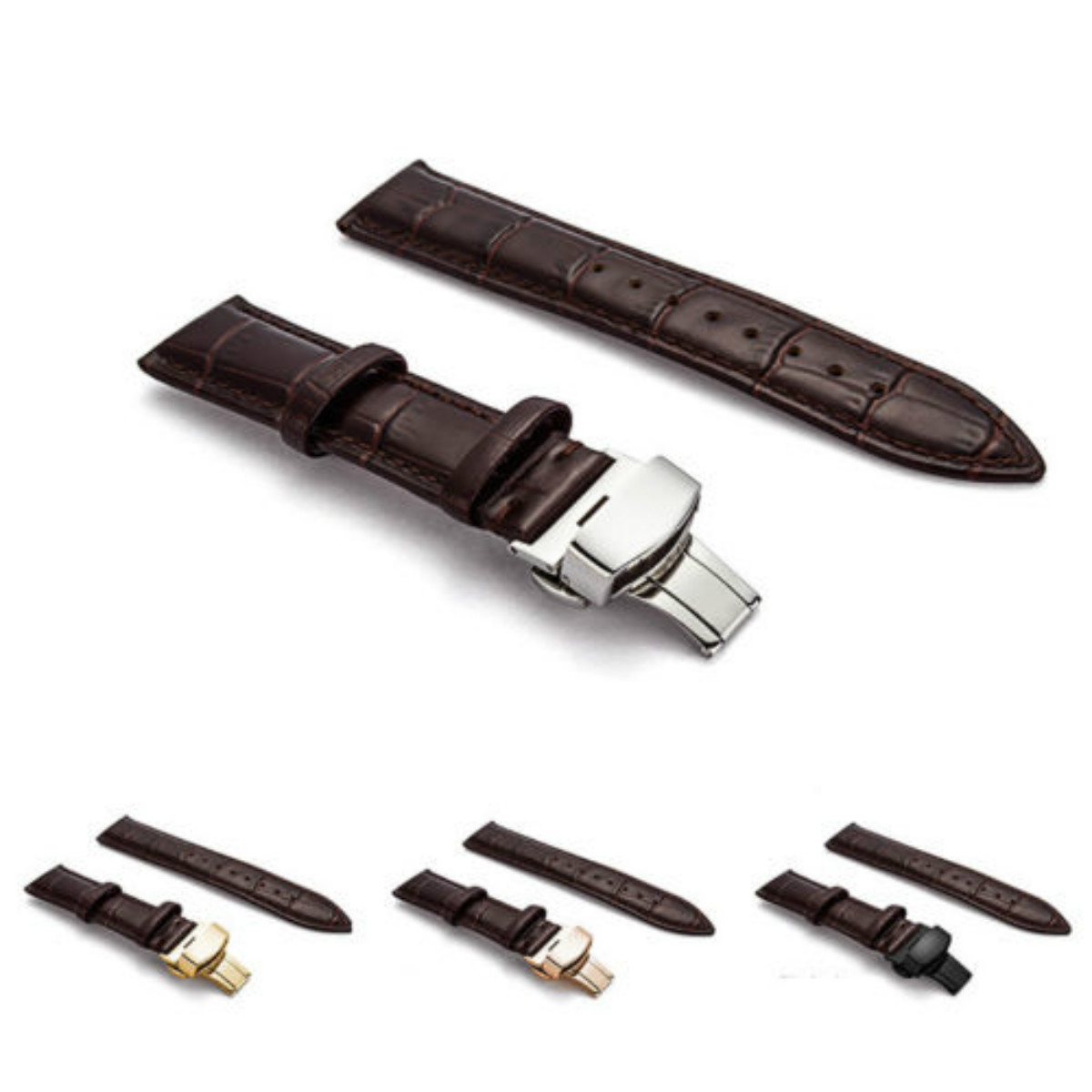 Bakeey-Genuine-Leather-22MM-24MM-Watch-Band-Kit-Butterfly-Buckle-Deployment-Clasp-Strap-1652171-2