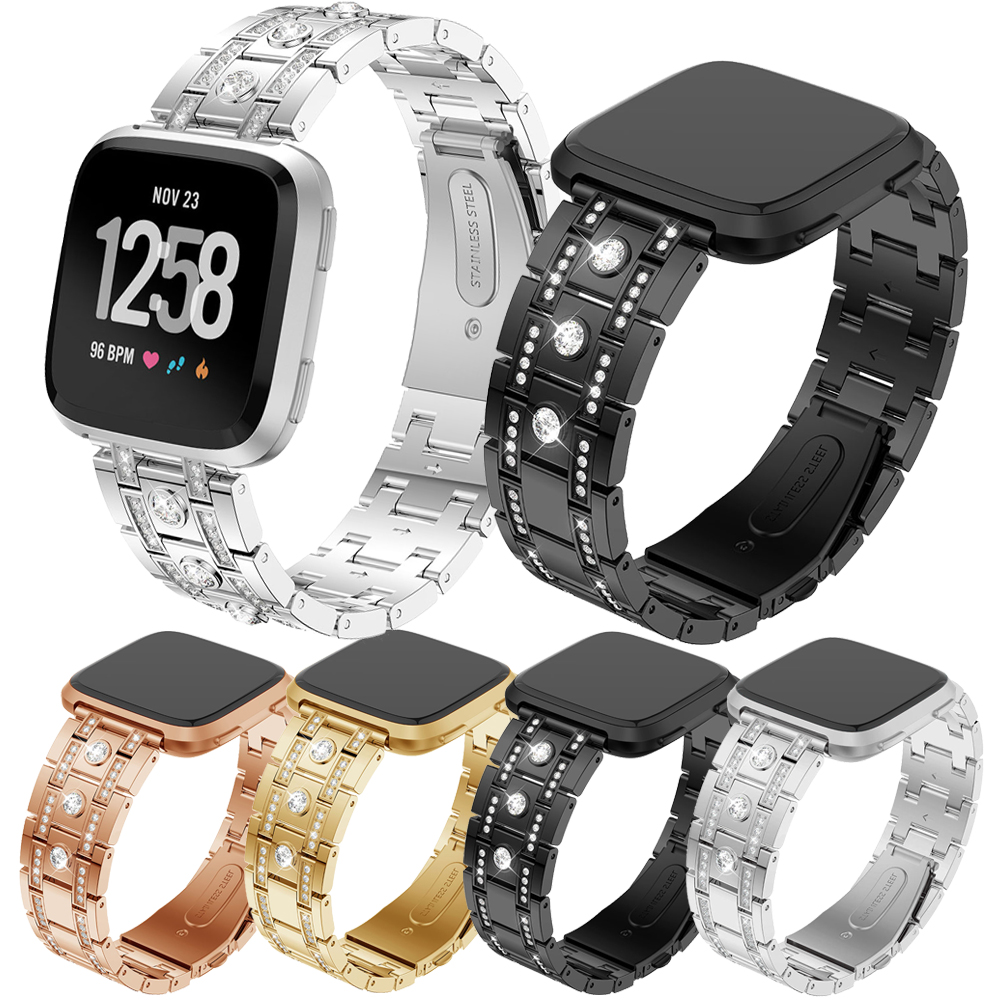 Bakeey-H-type-Diamond-Stainless-Steel-Watch-Band-for-Fitbit-versa-Smart-Watch-1523098-1