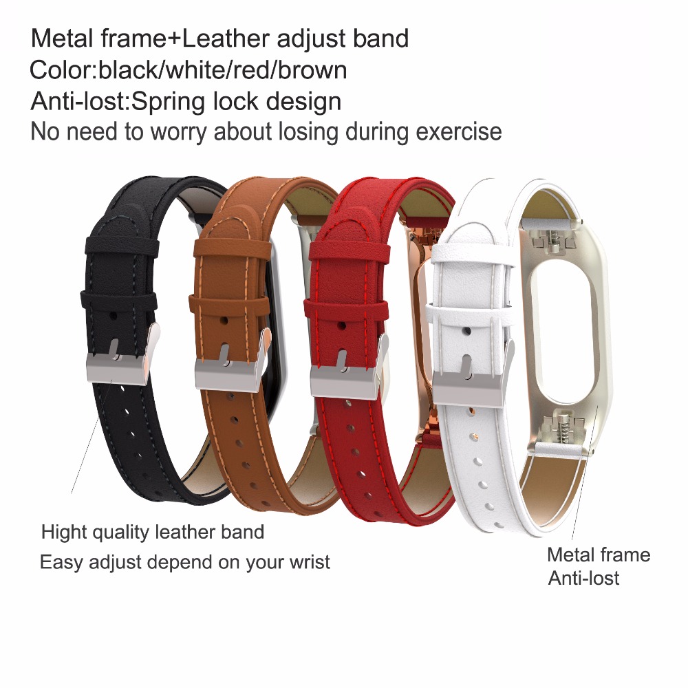 Bakeey-Leather-Strap-with-Metal-Frame-Replacement-Wristband-for-Xiaomi-Mi-Band-3-Smart-Bracelet--Non-1320777-2