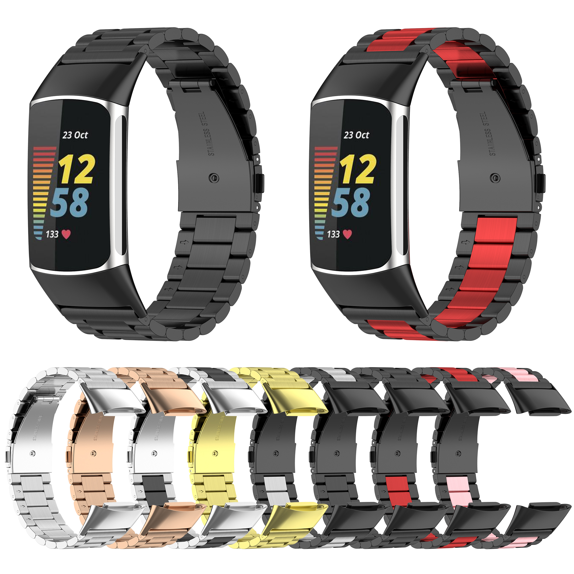 Bakeey-Luxury-Business-Stainless-Steel-Watch-Band-Strap-Replacement-for-Fitbit-Charge-5-1905463-2