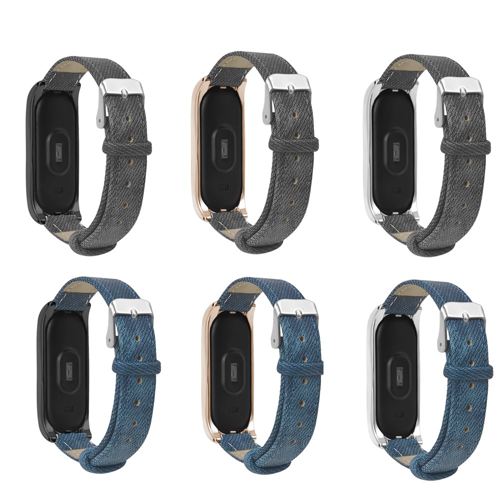 Bakeey-Metal-Case-Leather-Strap-Watch-Band-Replacement-Watch-Strap-for-Xiaomi-Mi-band-3-Non-original-1371096-1