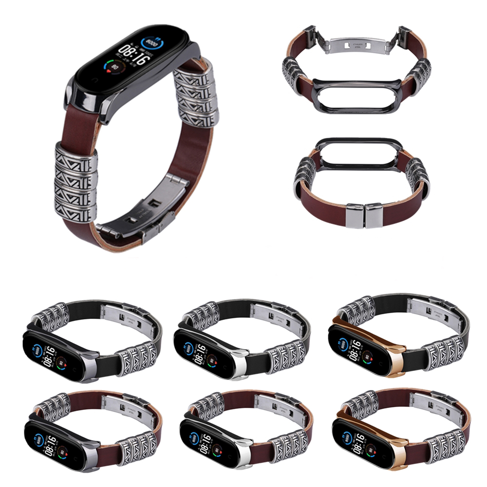 Bakeey-Metal-Shell-Retro-Four-Rings-Embossed-Butterfly-Buckle-Replacement-Strap-Smart-Watch-Band-For-1716714-1