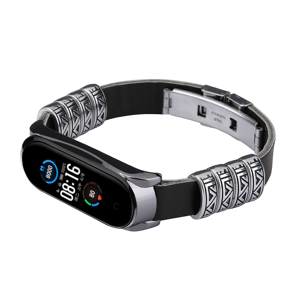Bakeey-Metal-Shell-Retro-Four-Rings-Embossed-Butterfly-Buckle-Replacement-Strap-Smart-Watch-Band-For-1716714-2
