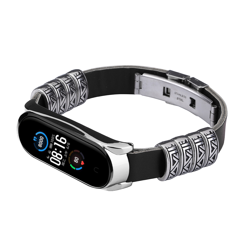 Bakeey-Metal-Shell-Retro-Four-Rings-Embossed-Butterfly-Buckle-Replacement-Strap-Smart-Watch-Band-For-1716714-3