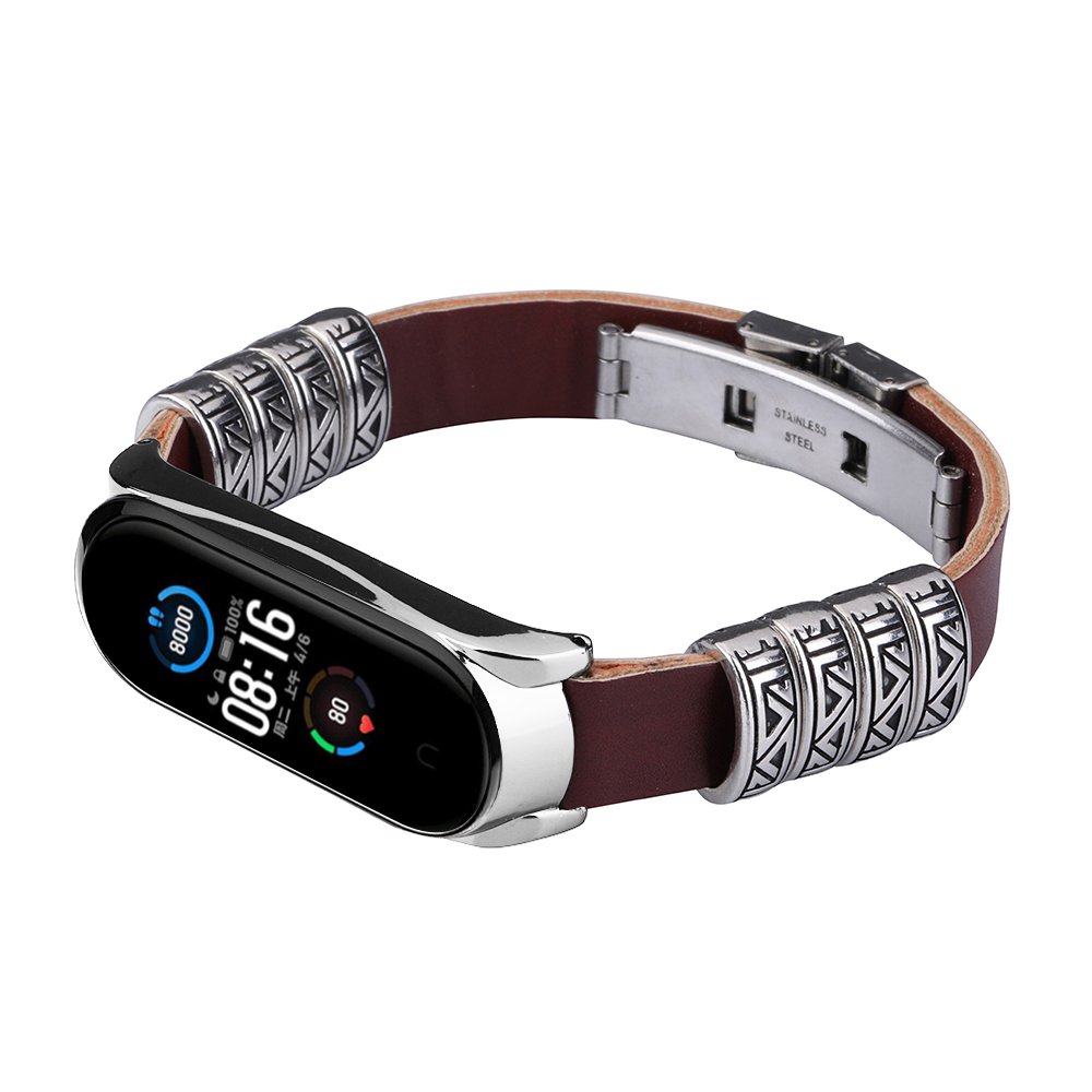 Bakeey-Metal-Shell-Retro-Four-Rings-Embossed-Butterfly-Buckle-Replacement-Strap-Smart-Watch-Band-For-1716714-5