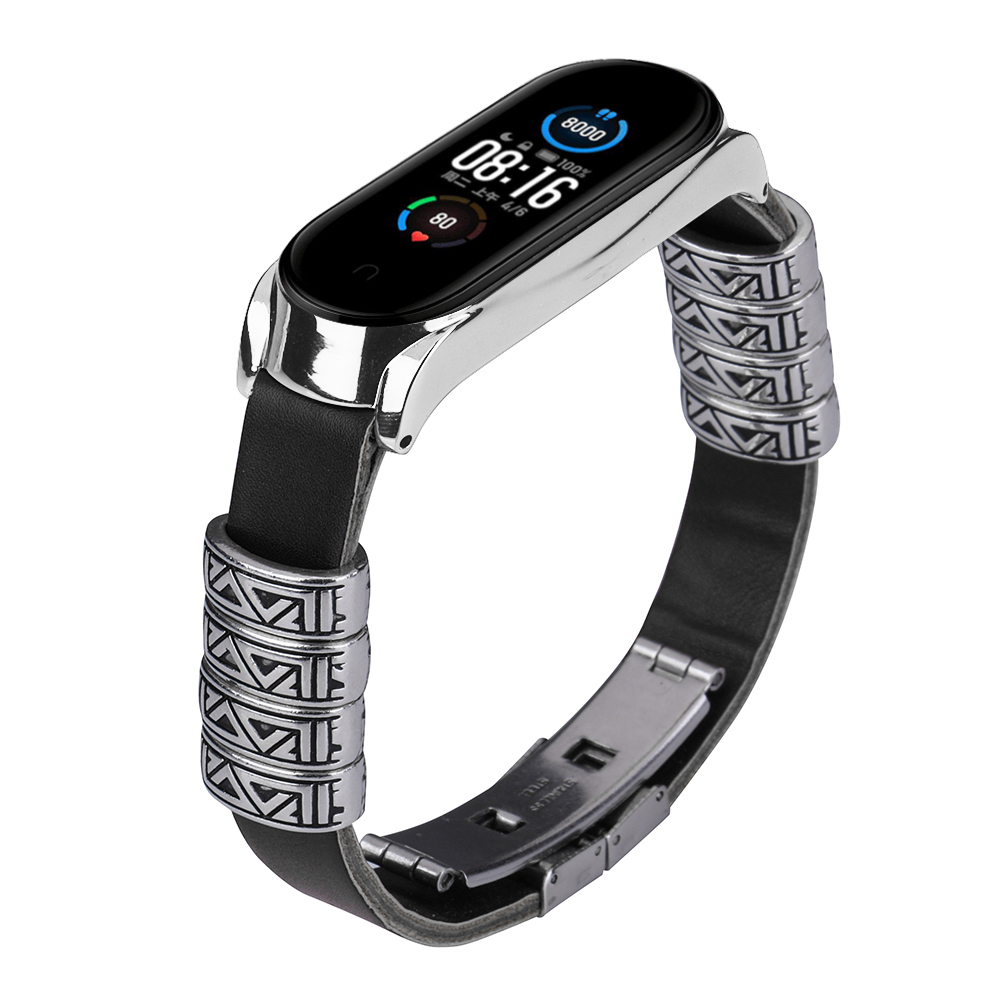 Bakeey-Metal-Shell-Retro-Four-Rings-Embossed-Butterfly-Buckle-Replacement-Strap-Smart-Watch-Band-For-1716714-8