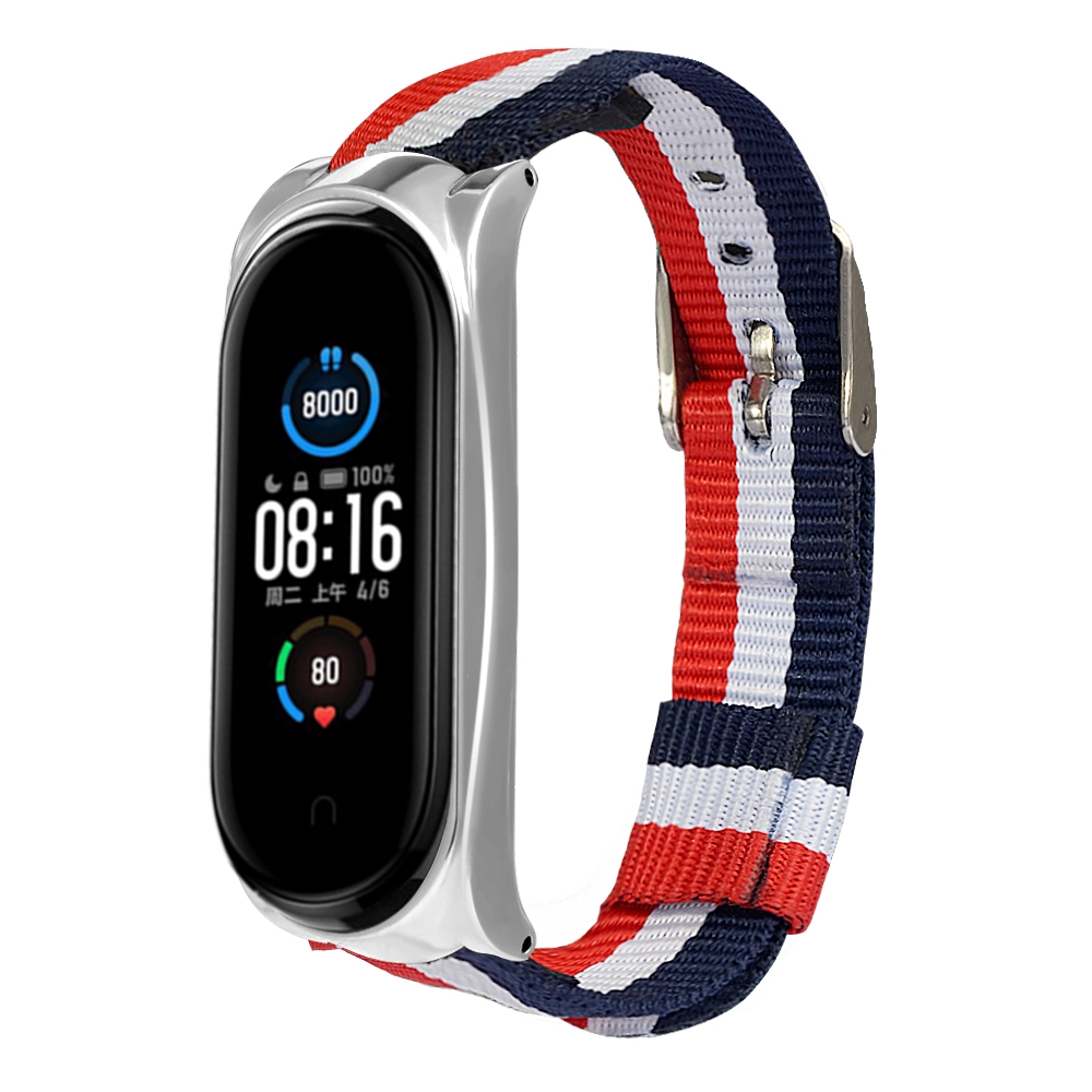 Bakeey-Metal-Shell-Striped-Canvas-Replacement-Strap-Smart-Watch-Band-For-Xiaomi-Mi-Band-5-Non-origin-1716732-3
