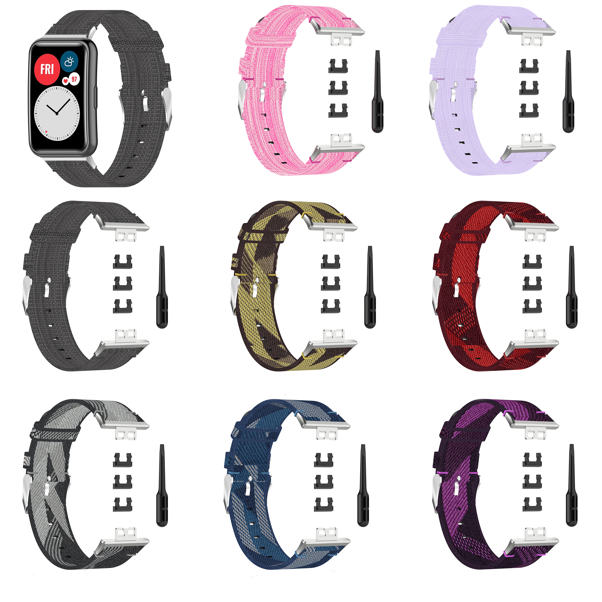 Bakeey-Multi-color-Nylon-Braided-Replacement-Strap-Smart-Watch-Band-For-Huawei-Watch-Fit-1791678-1