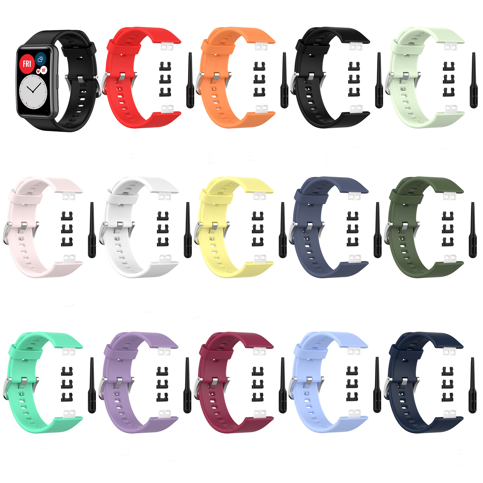 Bakeey-Multi-color-Silicone-Replacement-Strap-Smart-Watch-Band-For-Huawei-Watch-Fit-1782936-1