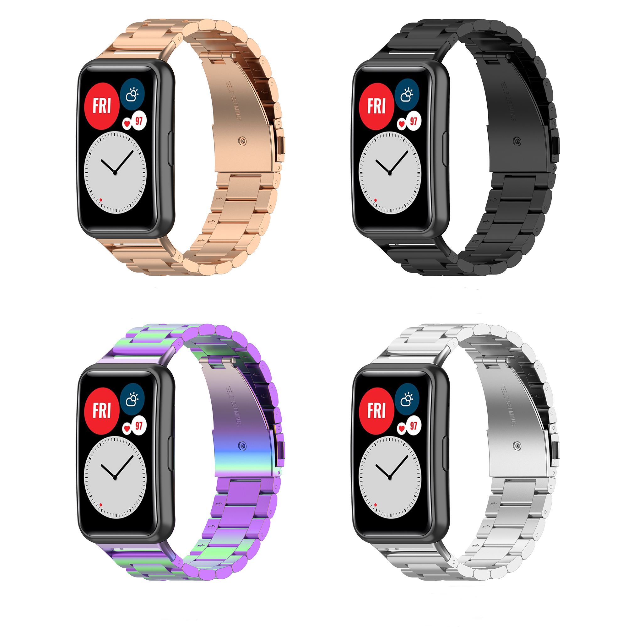 Bakeey-Multi-color-Stainless-Steel-Replacement-Strap-Smart-Watch-Band-For-Huawei-Watch-Fit-1793850-1