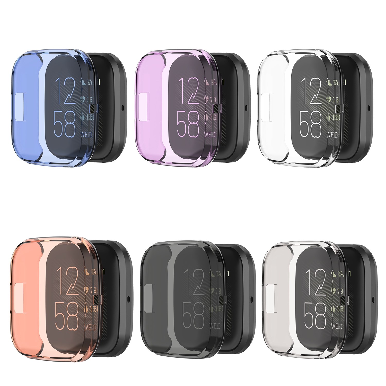 Bakeey-Multi-color-Transparent-Soft-TPU-Rubber-All-inclusive-Watch-Protector-Case-Cover-For-Fitbit-V-1744493-1