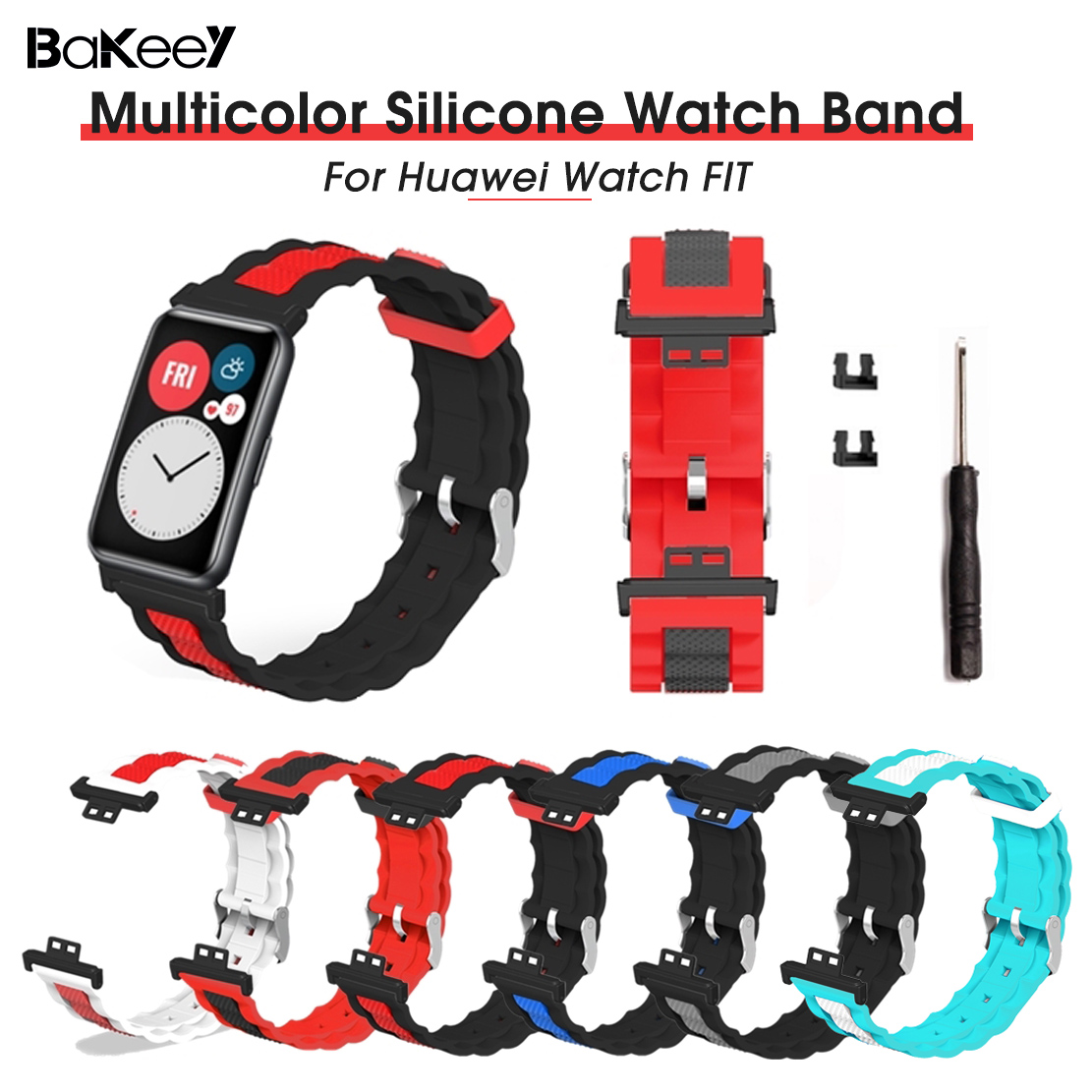 Bakeey-Multicolor-Comfortable-Soft-Silicone-Watch-Band-Strap-Replacement-for-Huawei-Watch-Fit-1804814-1